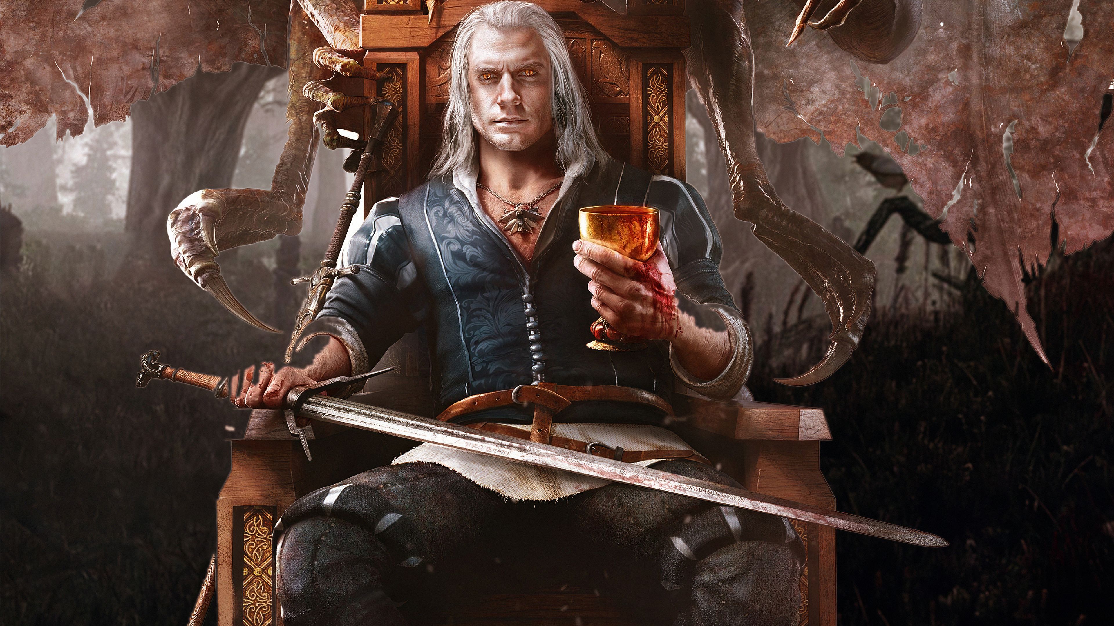 3840x2160 Wallpaper Witcher Art, Henry Cavill, Geralt of Rivia, The Witcher, Triss, Background Free Image