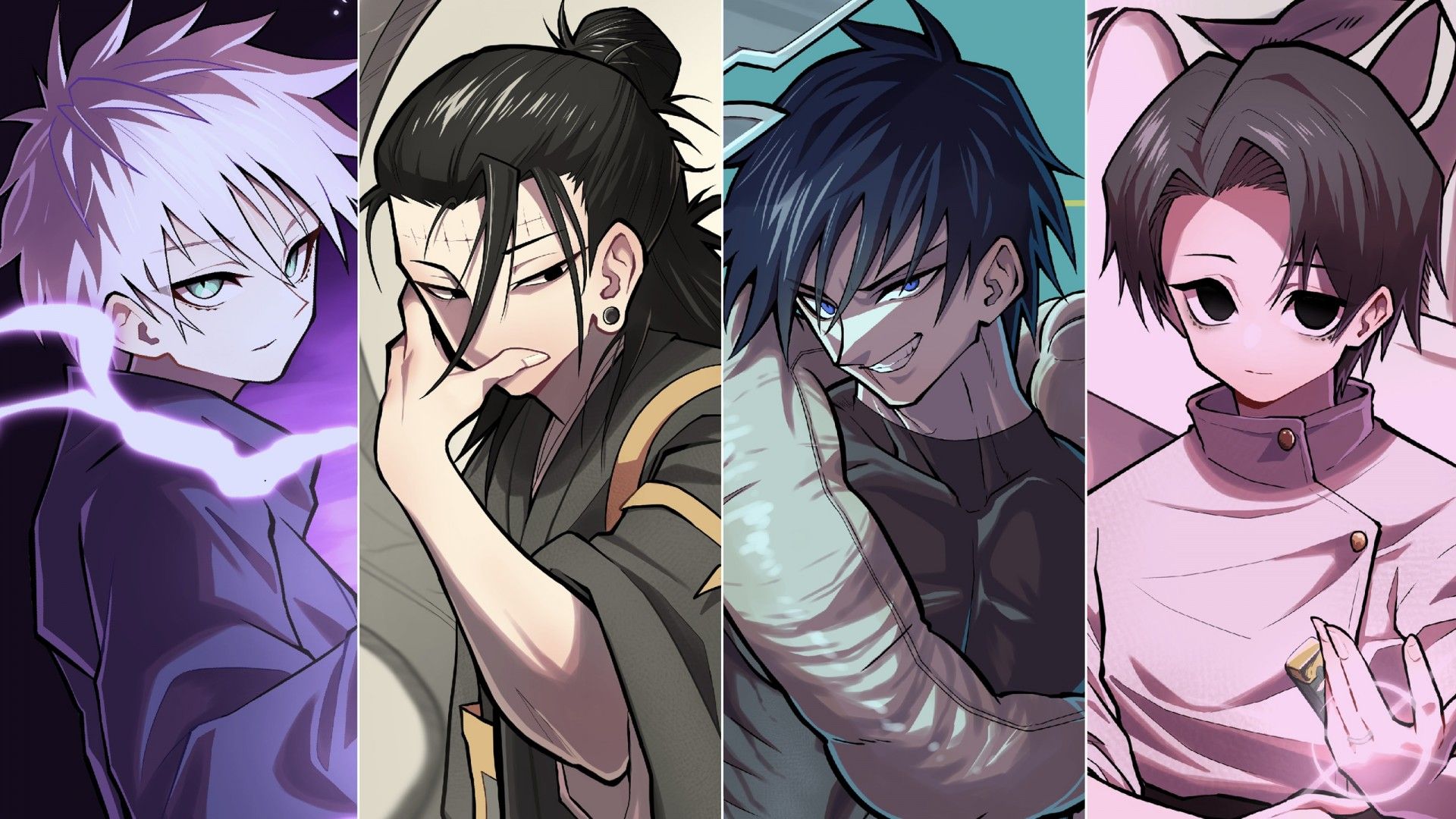 1920x1080 Satoru Gojo, Suguru Geto, Toji Fushiguro And Yuta Okkotsu HD Jujutsu Kaisen Wallpaper