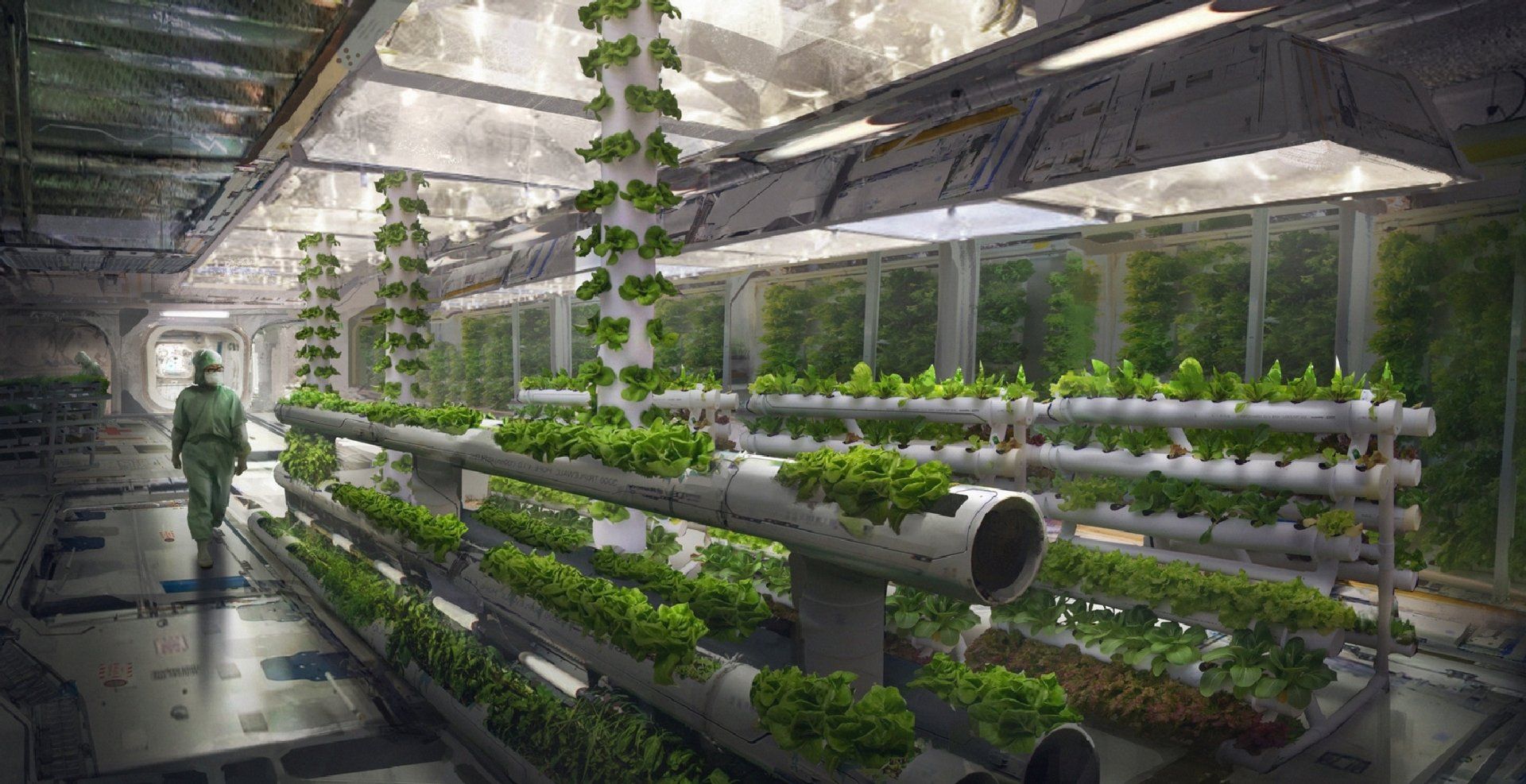 1920x987 Futuristic Hydroponic Farm: Sci Fi Lab Cultivating Tomorrow's Harvest By Eddie Mendozax1080