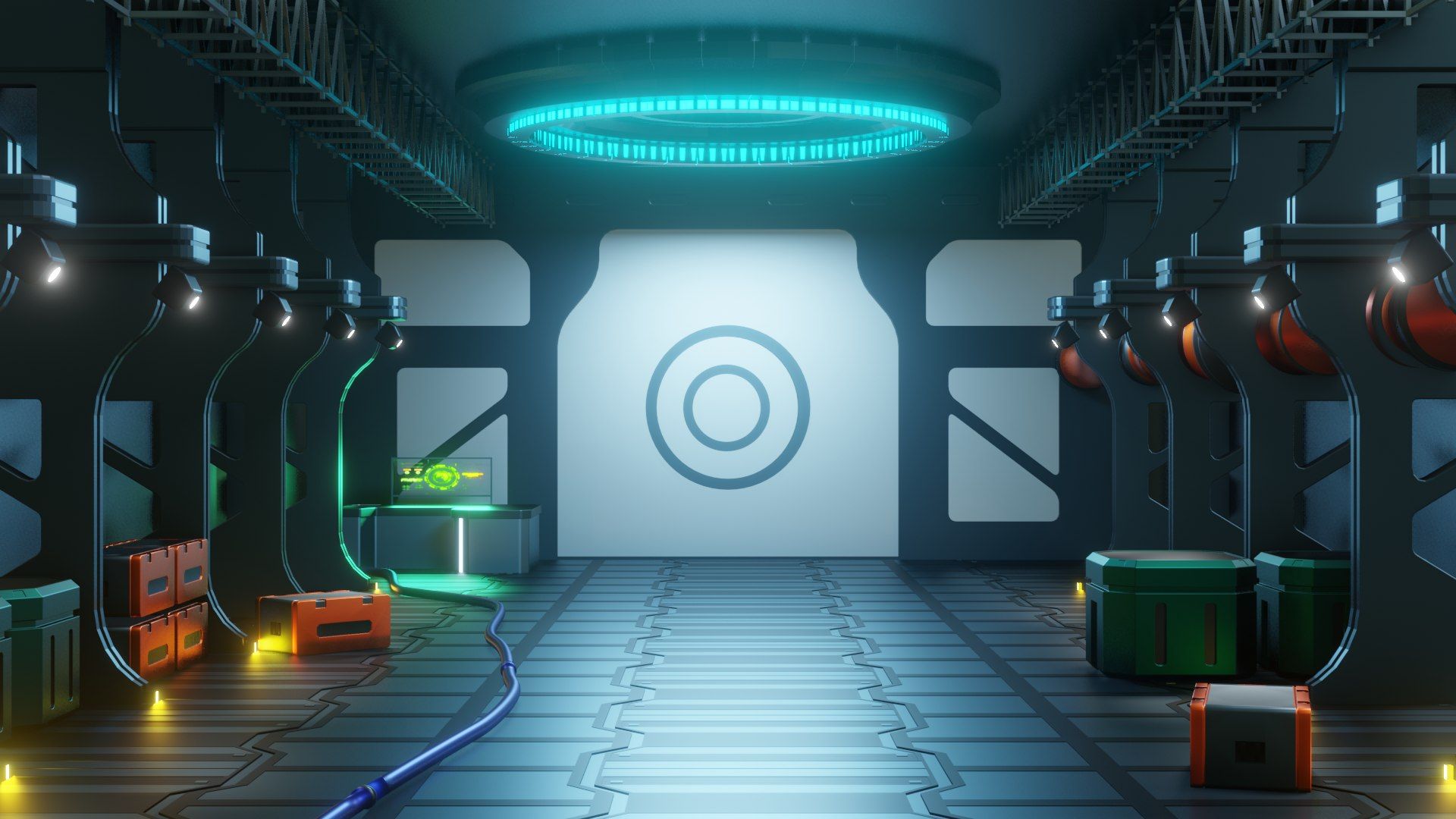 1920x1080 3D Sci Fi Engineering Lab