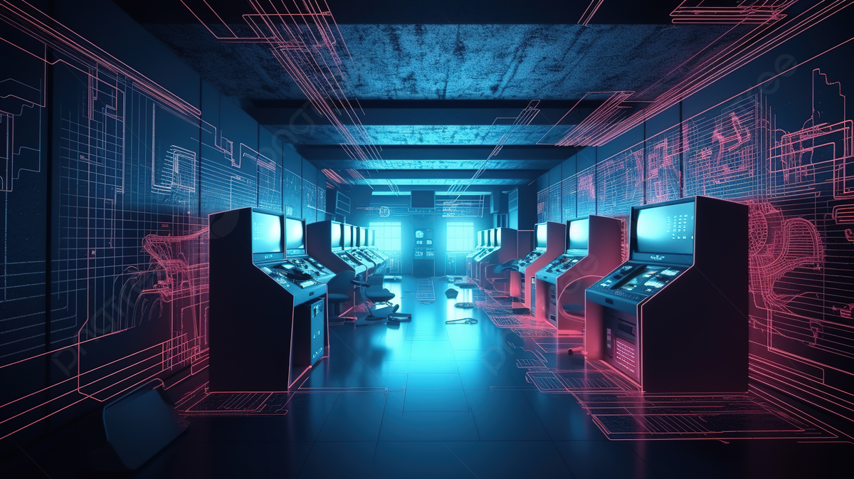 1200x673 3D Rendering Of A Futuristic Laboratory Composed Of Machine Games And High Tech Computer Equipment With An Eye Of The Future Photo And Picture For Free Download