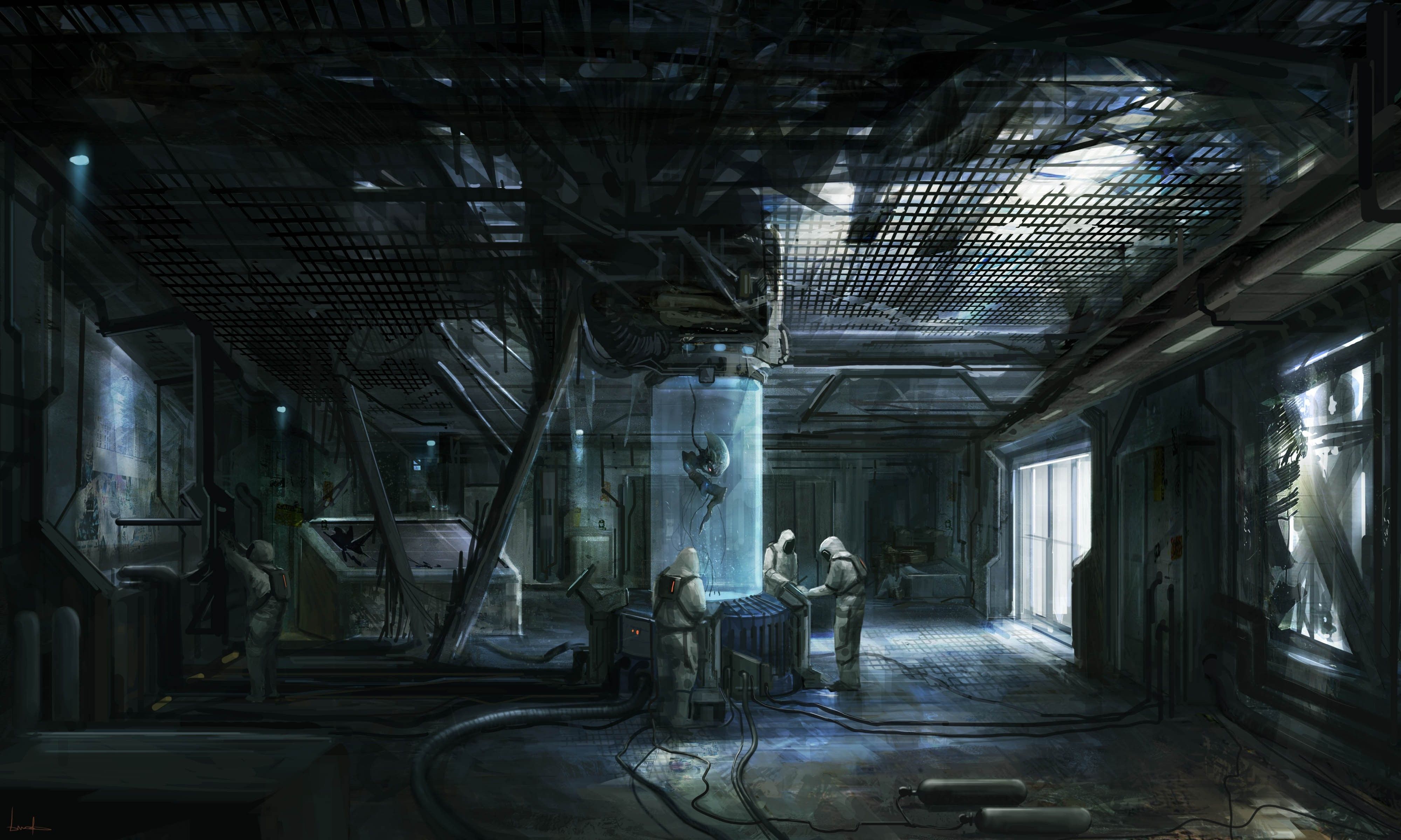 4000x2400 scientists, Laboratories, Aliens, Fantasy Art Wallpaper HD / Desktop and Mobile Background