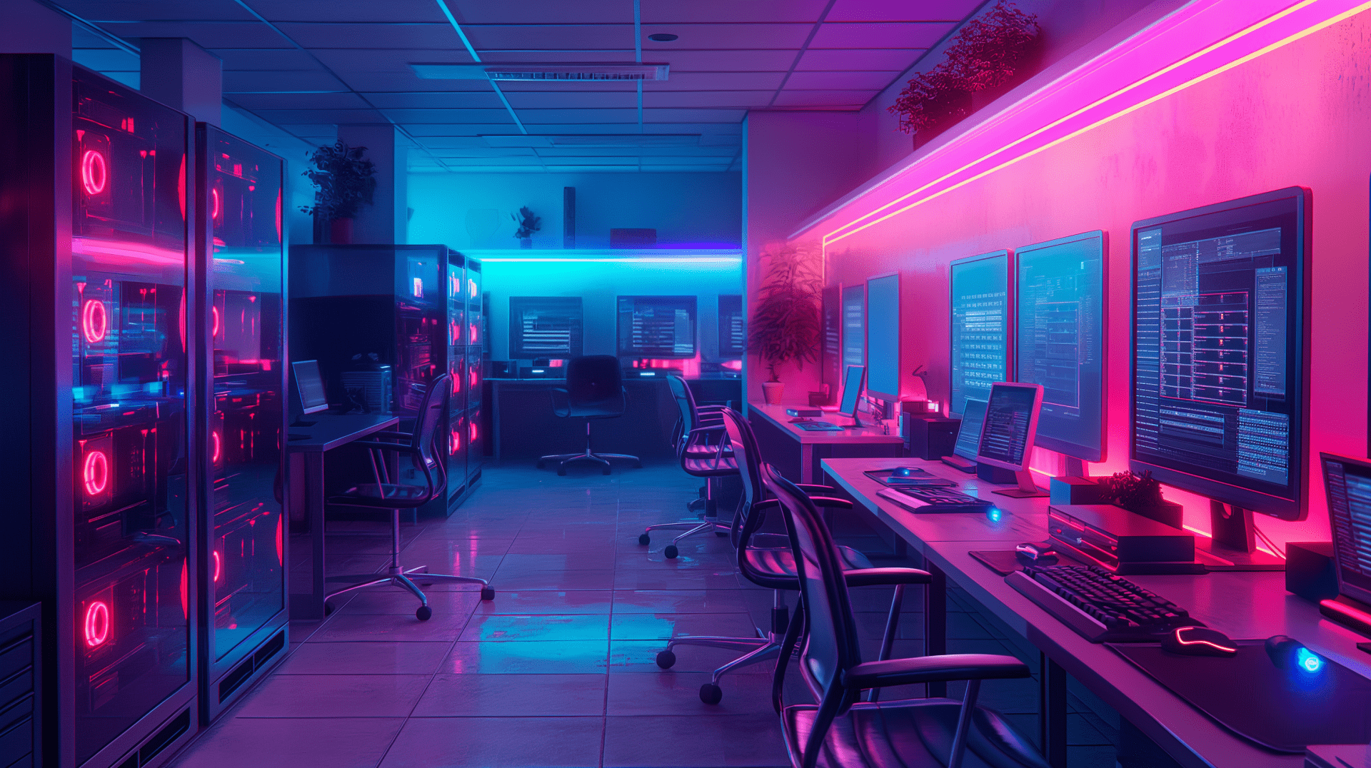 1920x1076 Futuristic Computer Lab HD Wallpaper