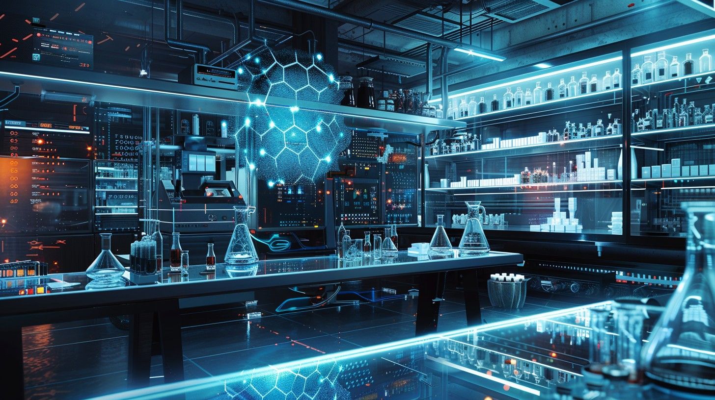 1456x816 Download Futuristic Laboratory Interior Image, Laboratory, Technology