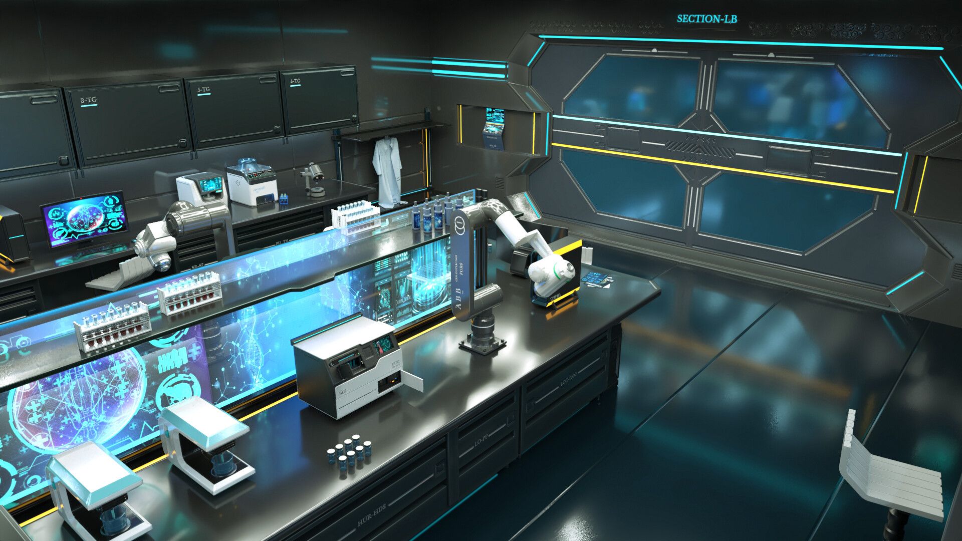 1920x1080 Futuristic Tech Laboratory Setup