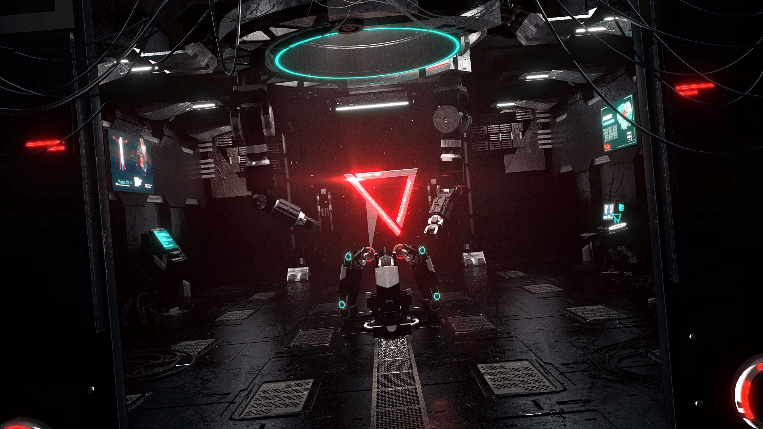 2560x1440 3D Laboratory Mechanism Device Light 4K HD Wallpaper