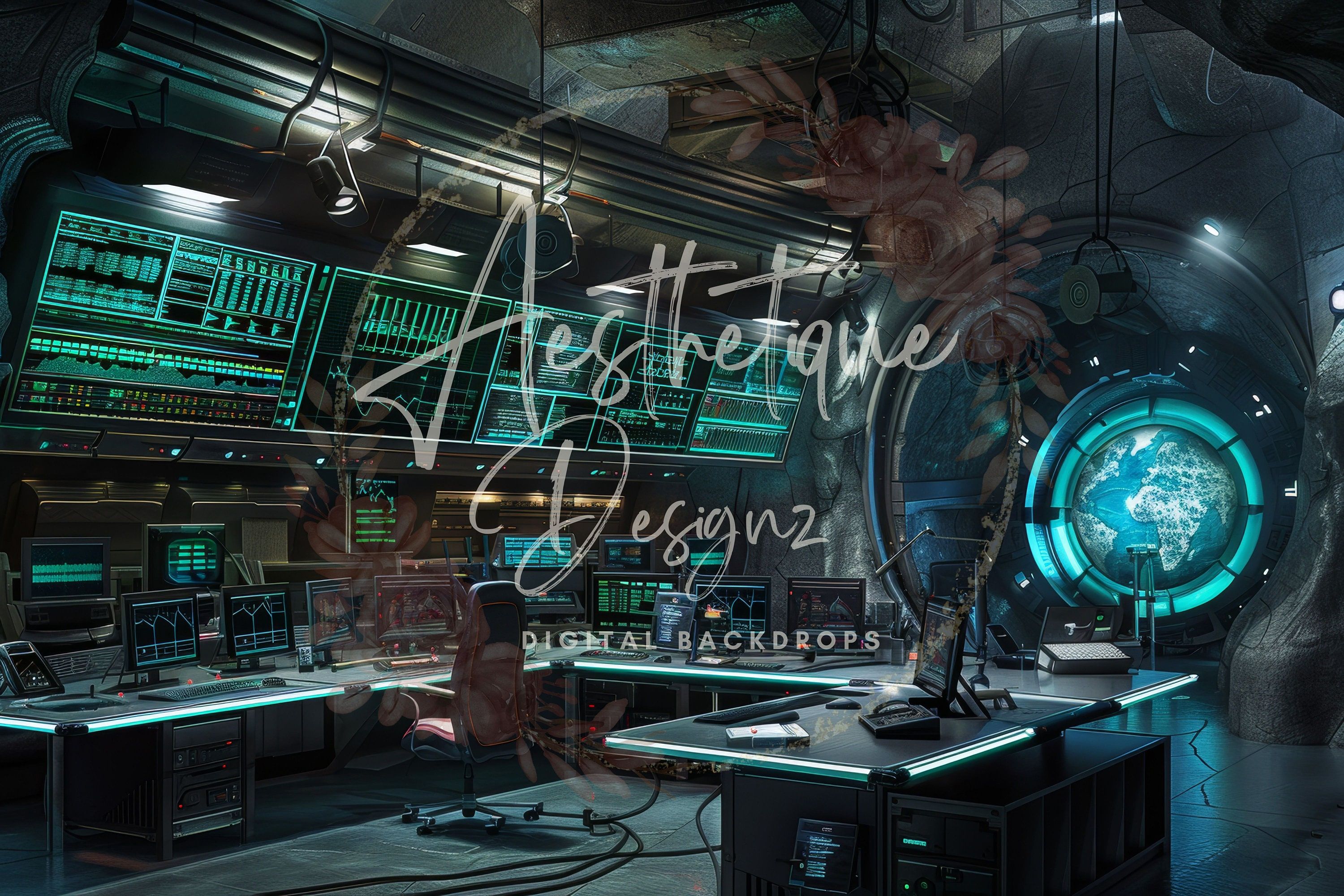 3000x2000 Superhero's Secret Hideout Digital Backdrop for Bunker Tech Office Composite Image for Underground Hacker Creative Digital Background