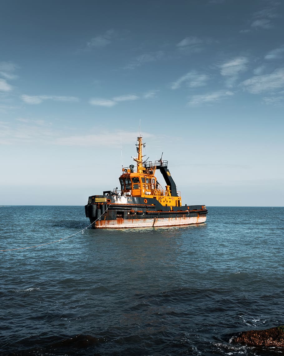 910x1138 2160x1440px. Free Download. HD Wallpaper: Black And Yellow Tugboat On Calm Water During Daytime, Vehicle