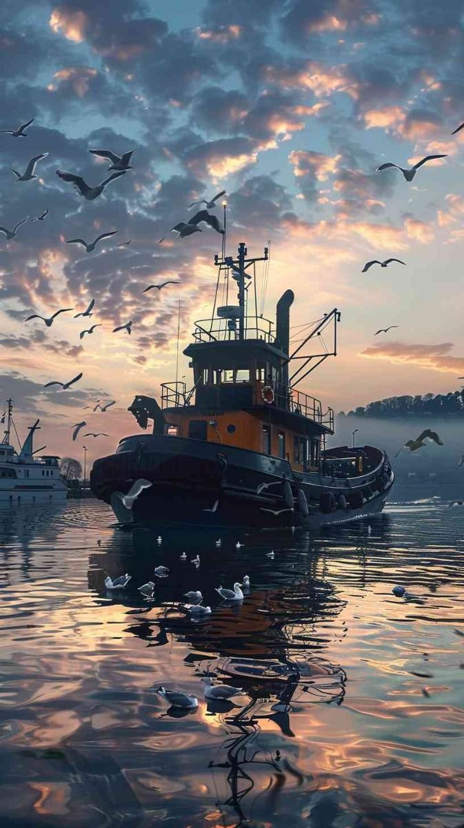 673x1200 image of a Tugboat 4K HD Wallpaper
