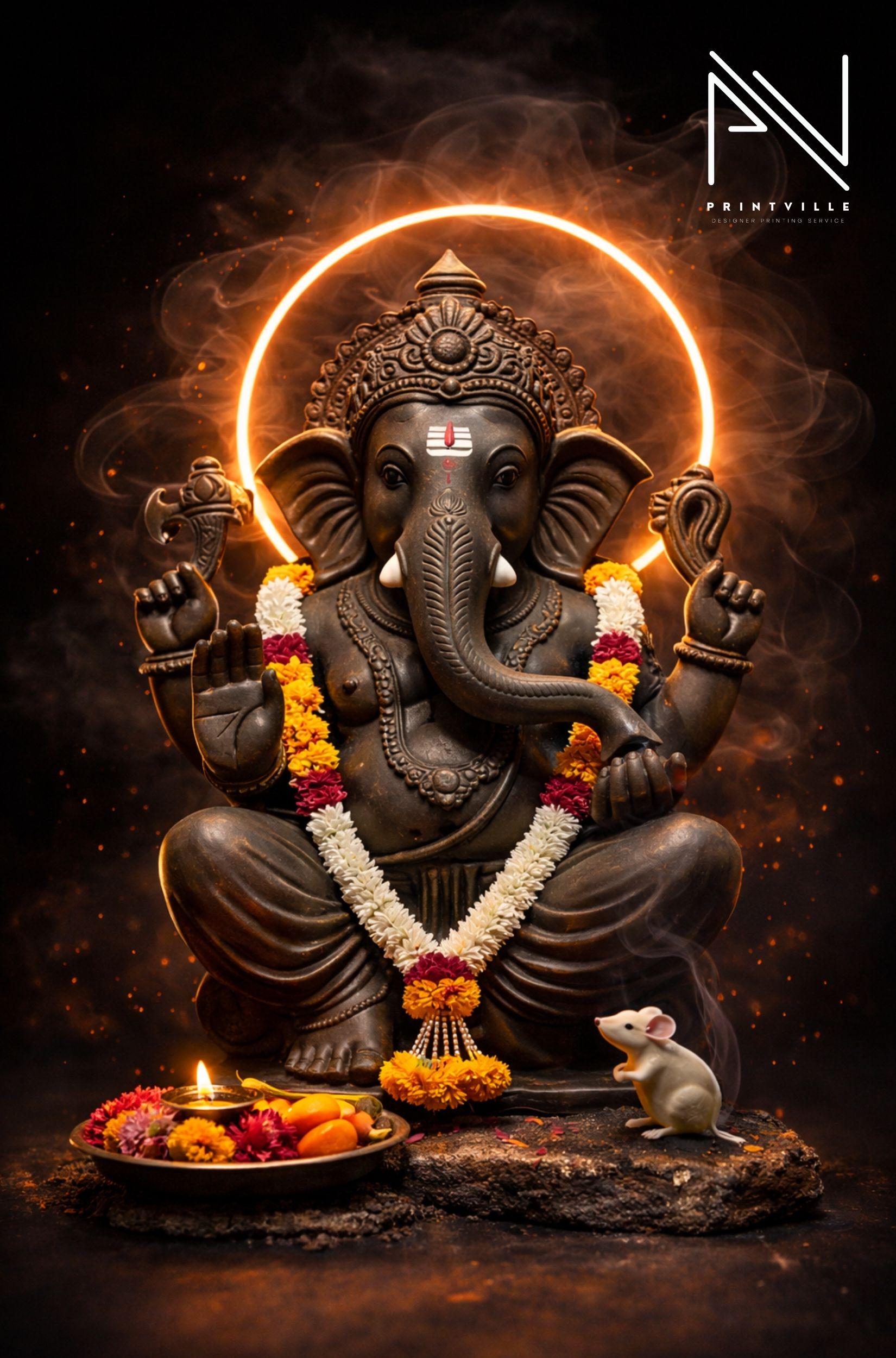 1650x2500 Lord Ganesha Wall Art. Divine Ganpati Spiritual Hindu Artwork for Home Decor
