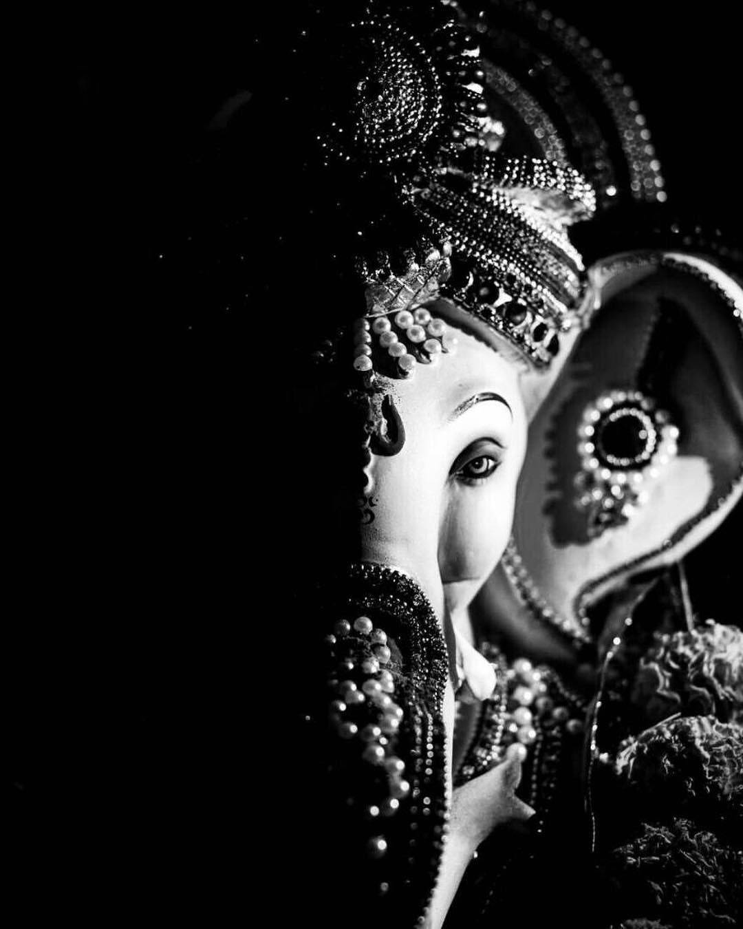 1080x1350 Download Ganesh Black And White Half Shot Wallpaper
