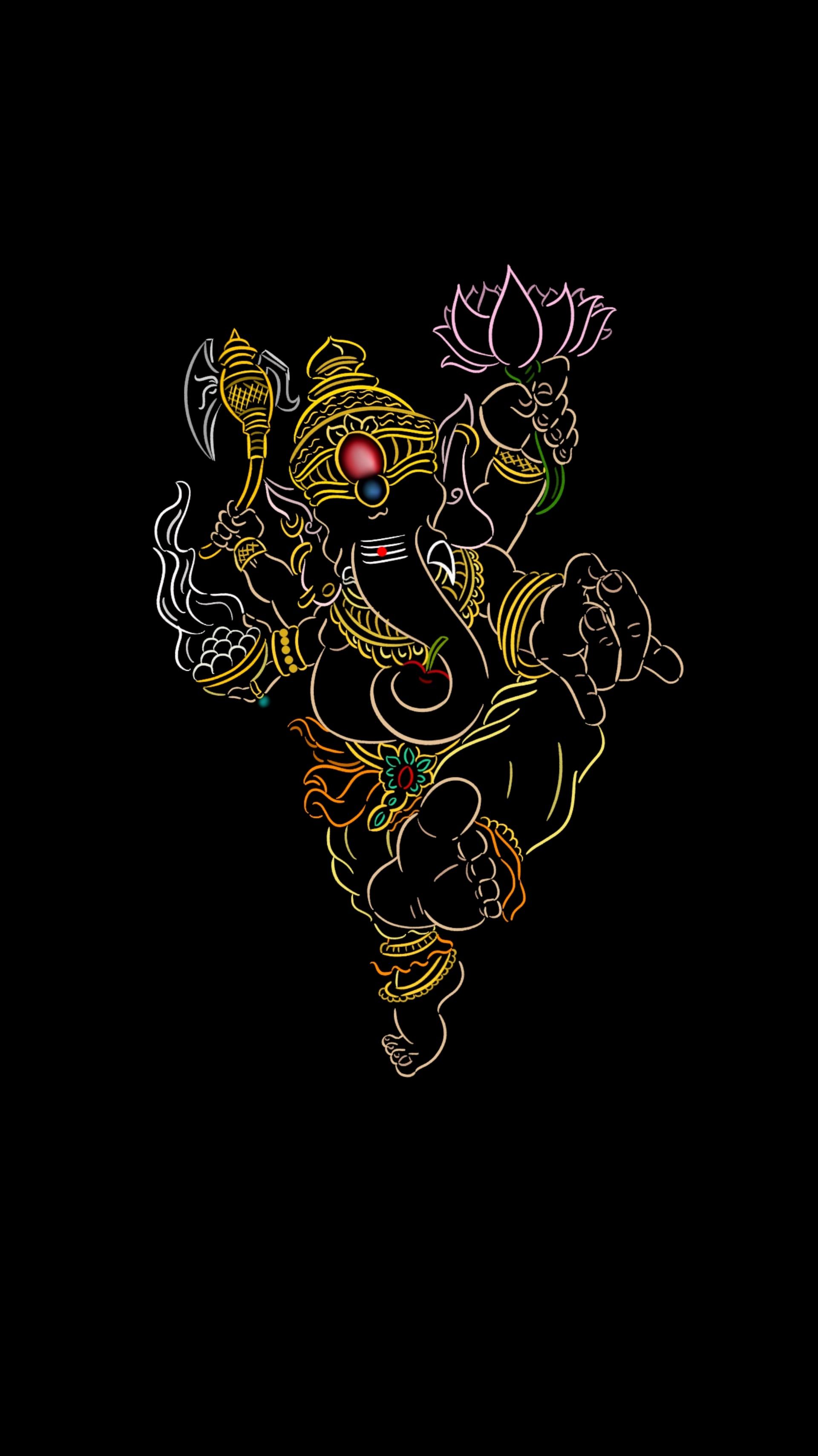 1920x3416 Lord Ganesha (minimal wallpaper)