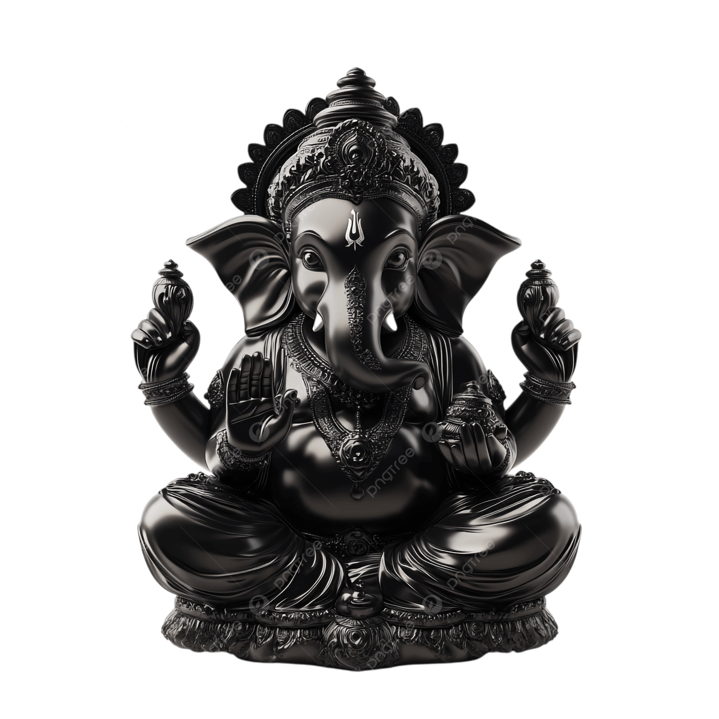 2500x2500 Elegant Black Ganesha Sculpture With Intricate Carvings And Spiritual Charm, Ganesha, Black, Sculpture PNG Transparent Image and Clipart for Free Download