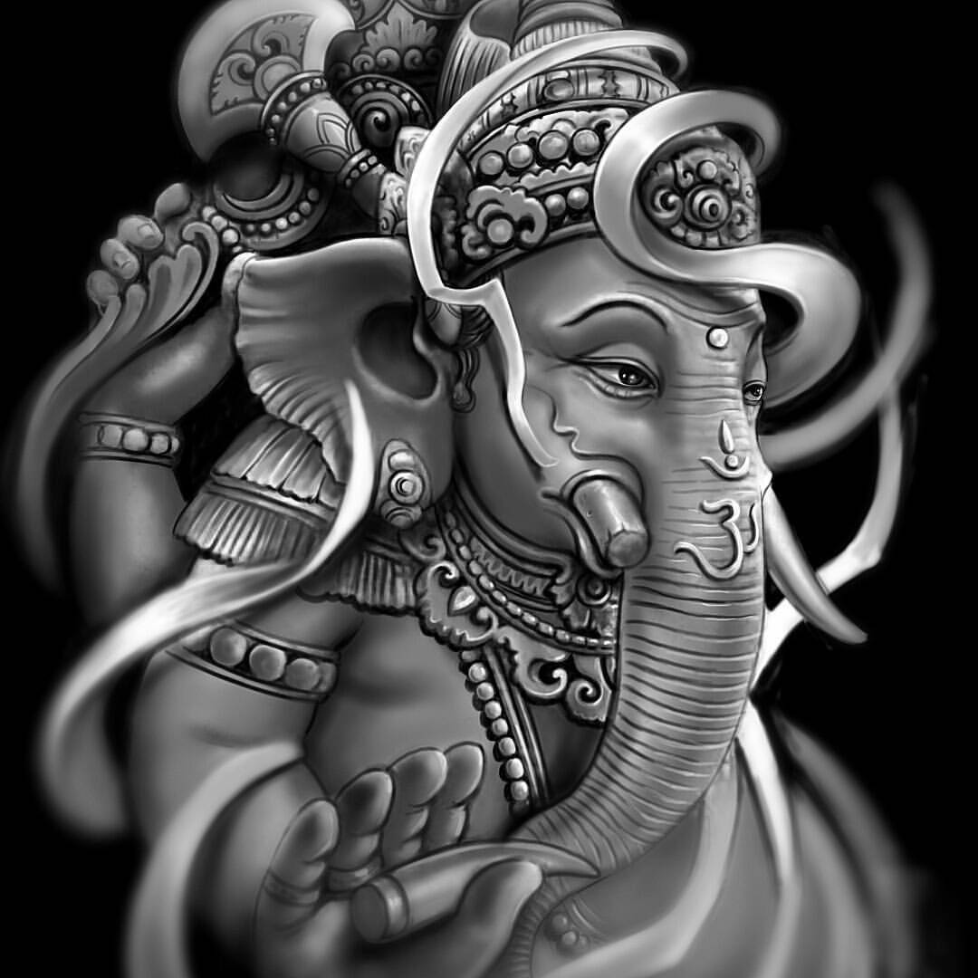 1080x1080 Download Divine Silhouette of Lord Ganesha Wallpaper