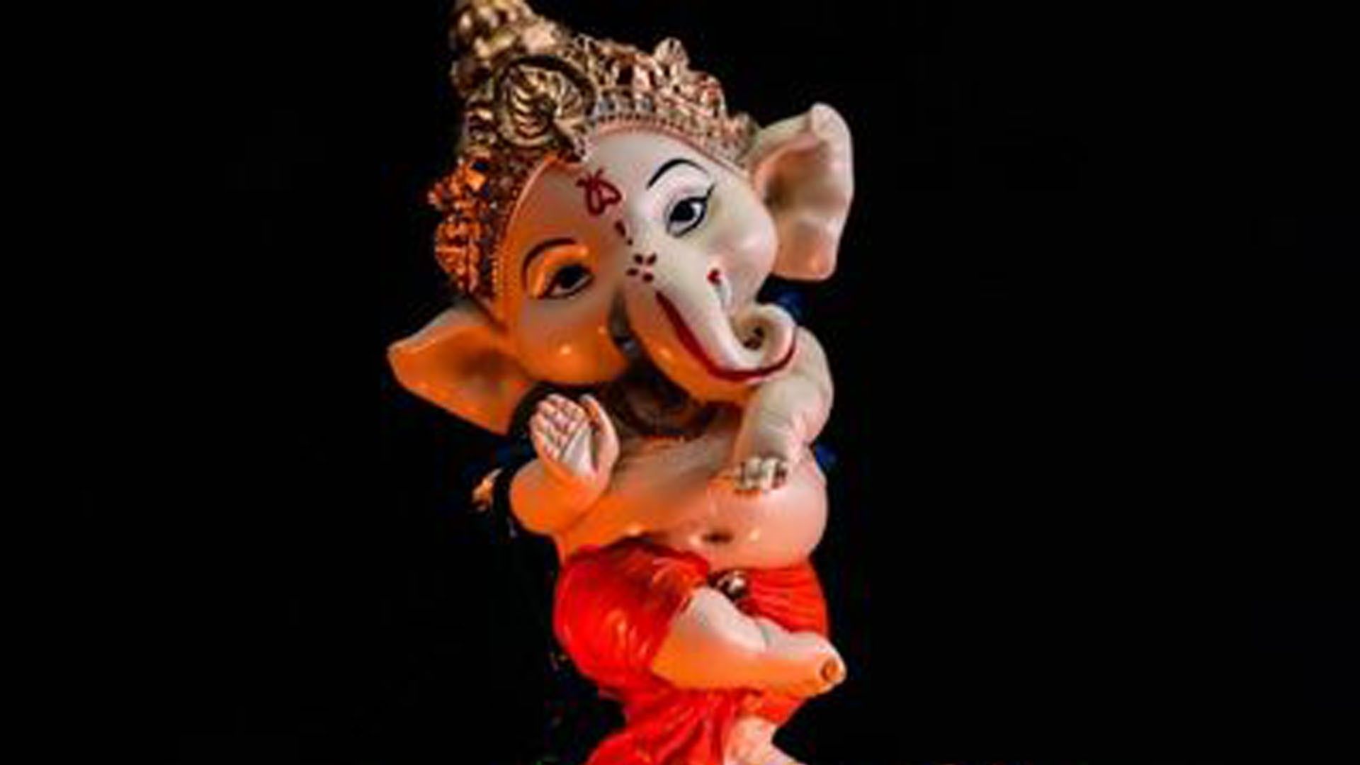 1920x1080 God Little Ganesh In Black Background HD Ganesh Wallpaper