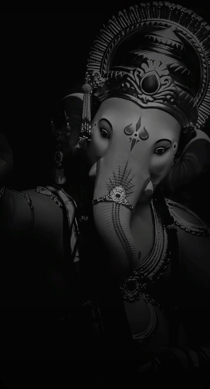 736x1362 Ganesh Black Phone Wallpaper