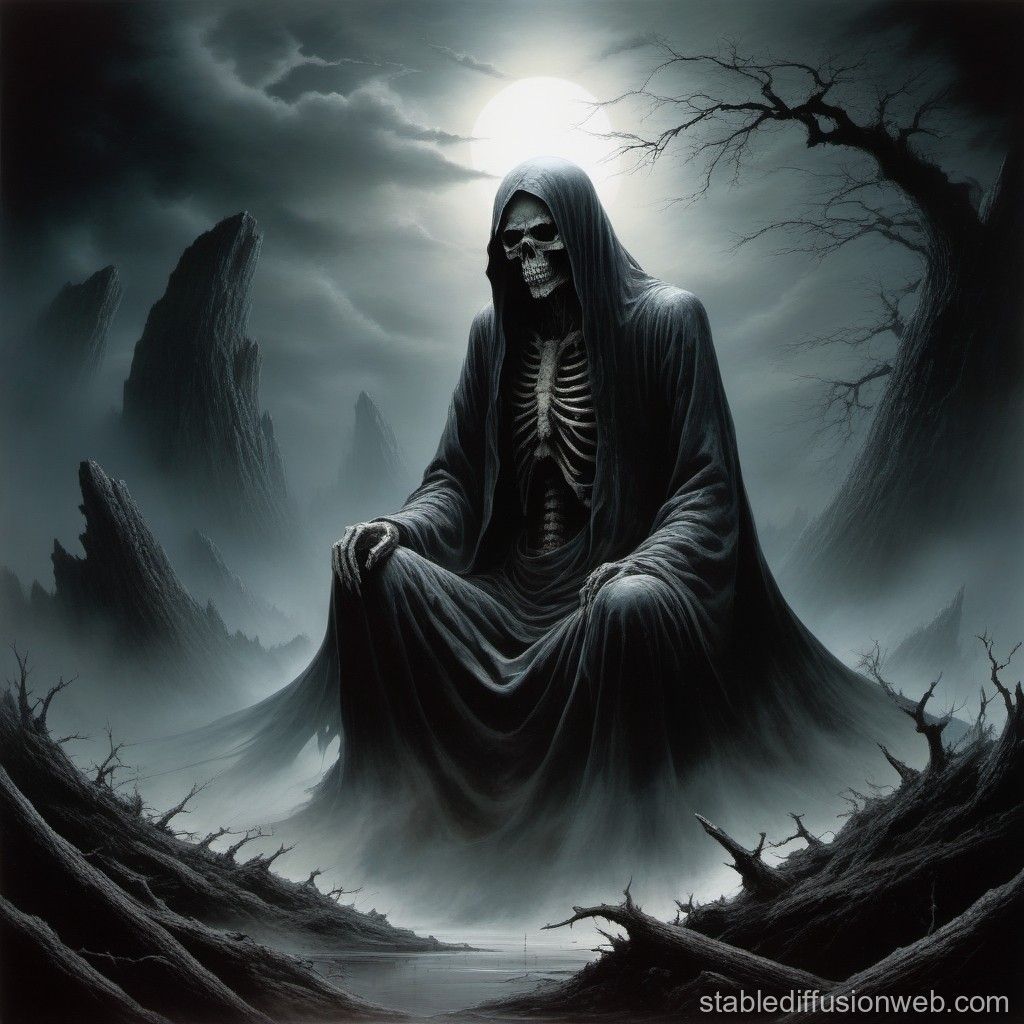 1024x1024 Toshihiro Egawa's Atmospheric Brutal Death Metal Art. Stable Diffusion Online