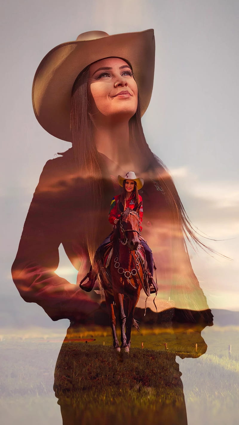 800x1422 Cowgirl, bonito, country, country girl, horse, pretty, smile, HD phone wallpaper