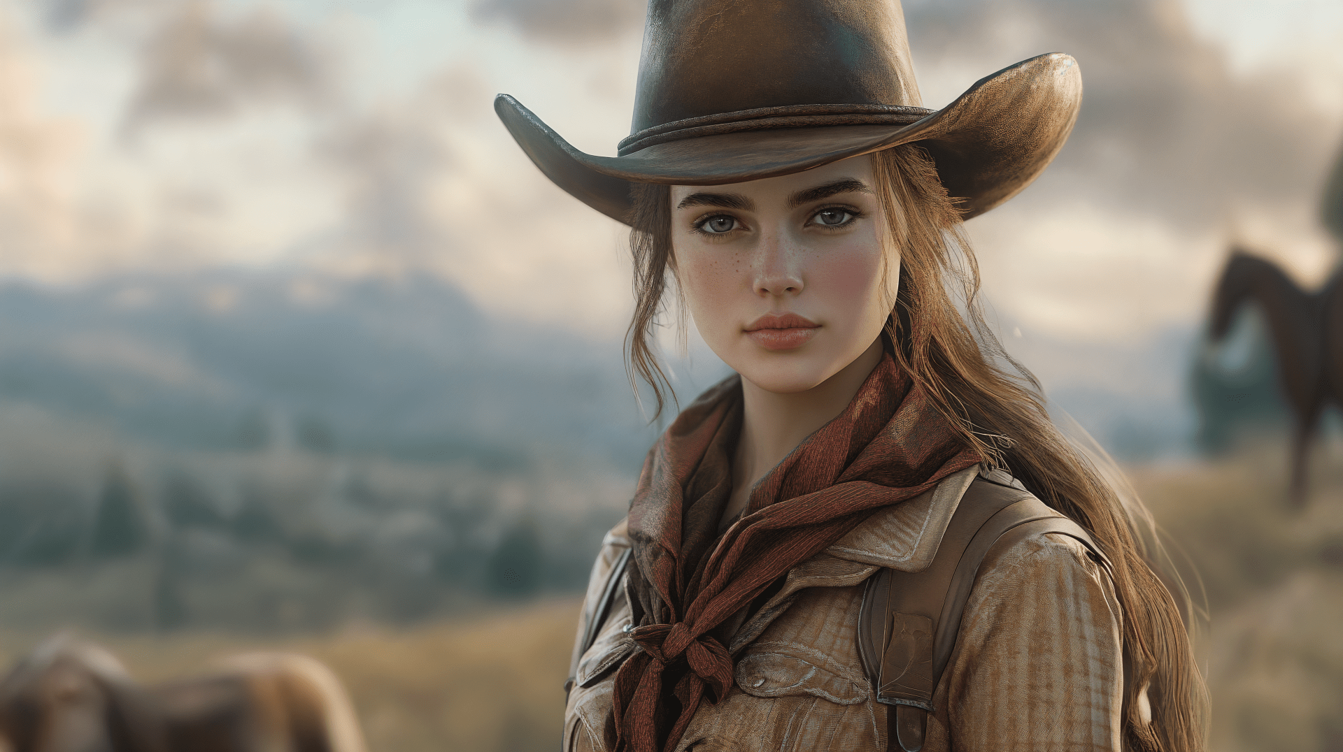 1920x1076 Cowgirl in 4K Ultra HD: A Western Dreamscape