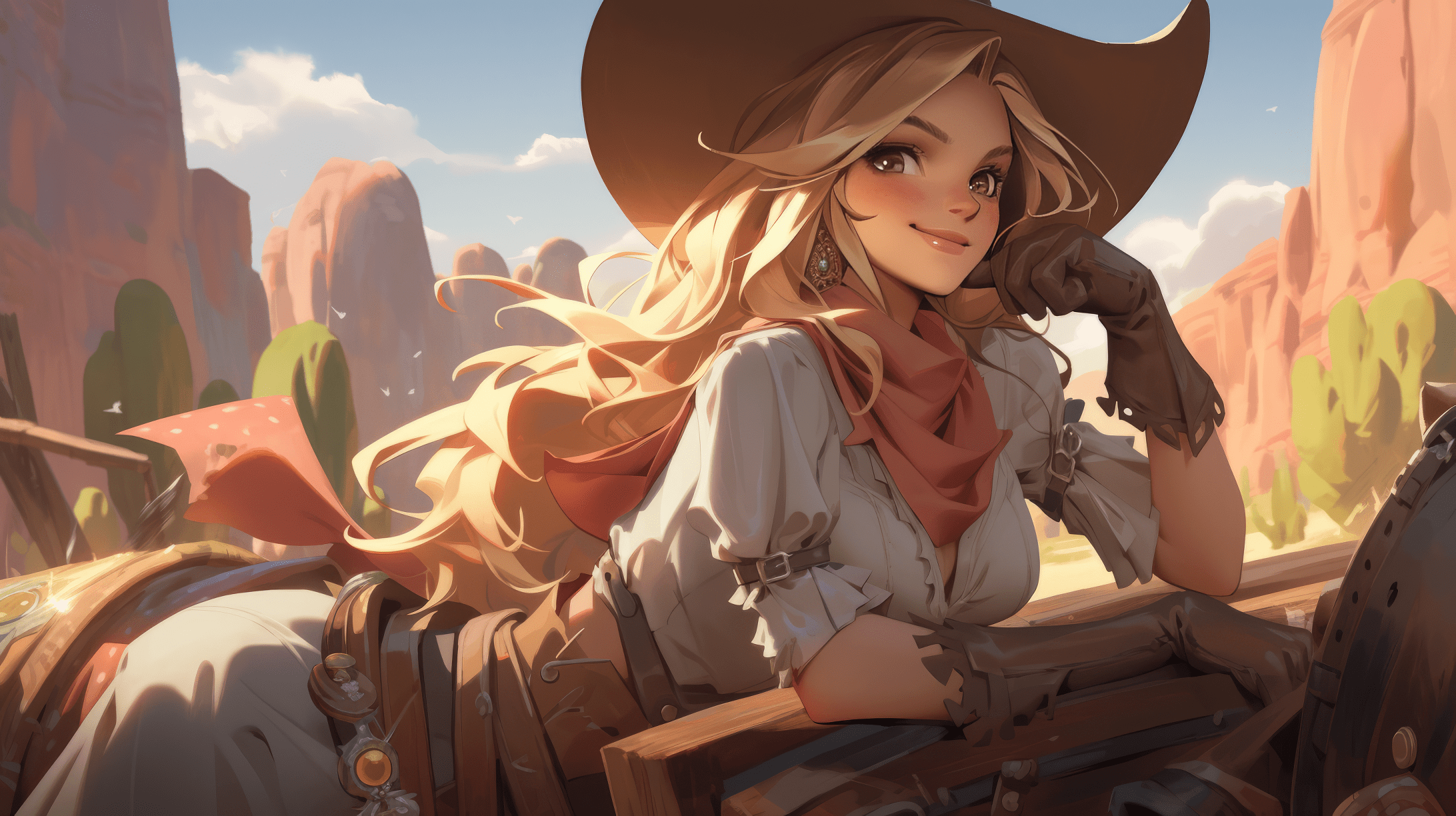 2184x1224 HD Western Fantasy: Cowgirl & Horsewoman Wallpaperx1087