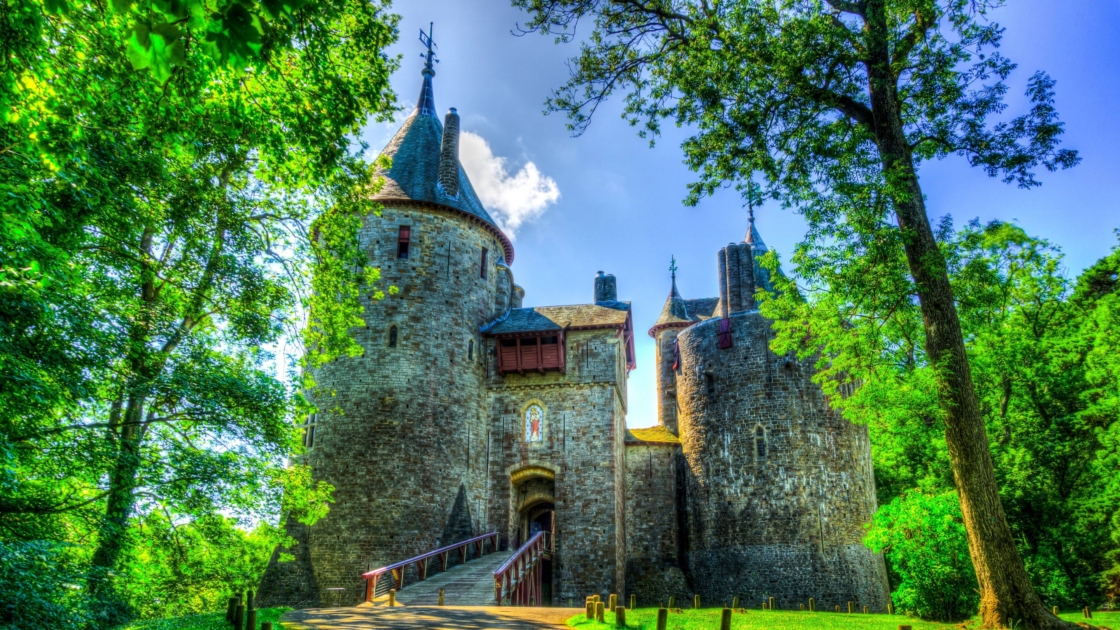 3840x2160 Phone wallpaper: United Kingdom, Wales, Castle, Photography, Hdr, Castell Coch, Tree 738637