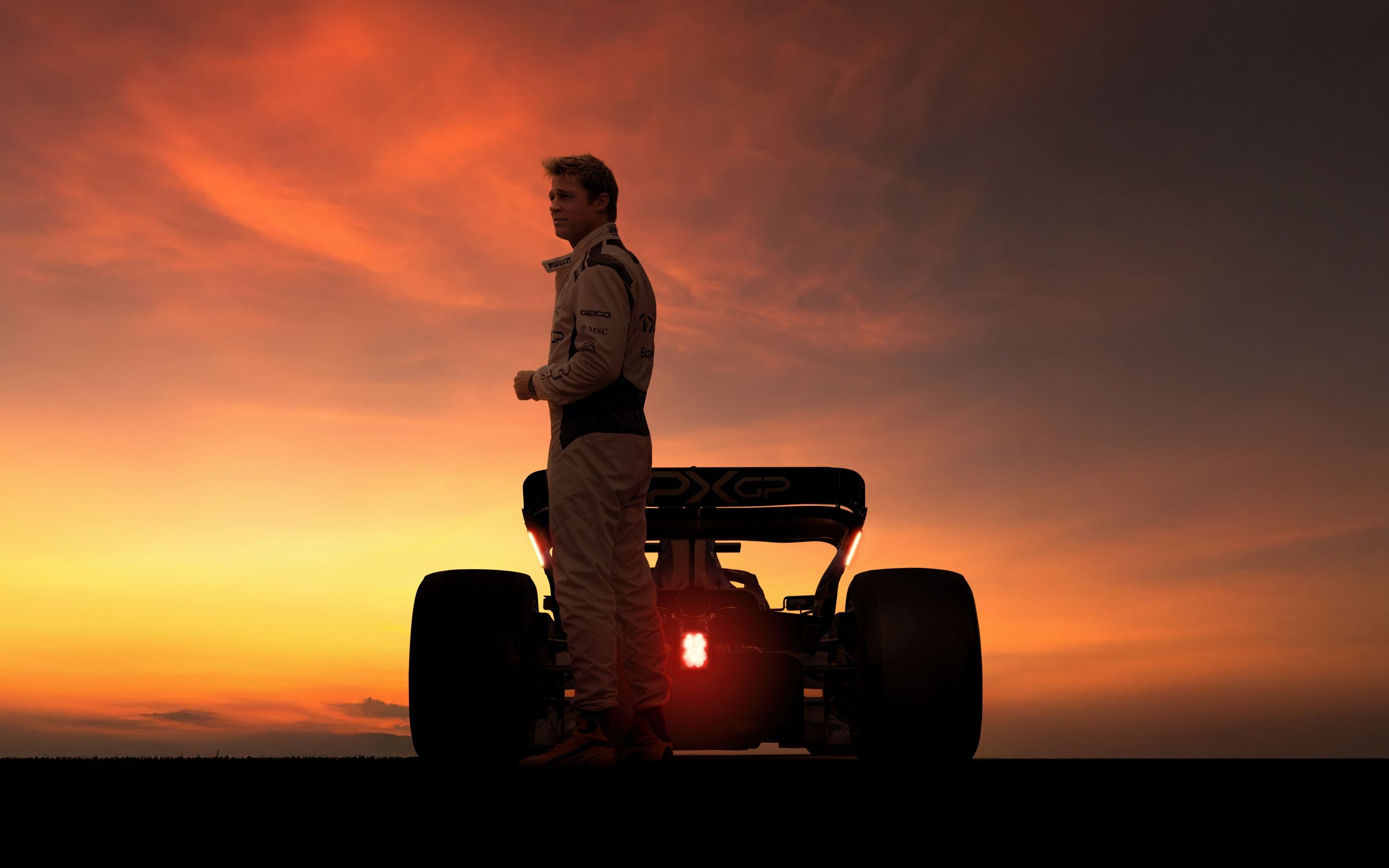 2880x1800 F1: The Movie Wallpaper 4K, 8K, Sunset, Brad Pitt