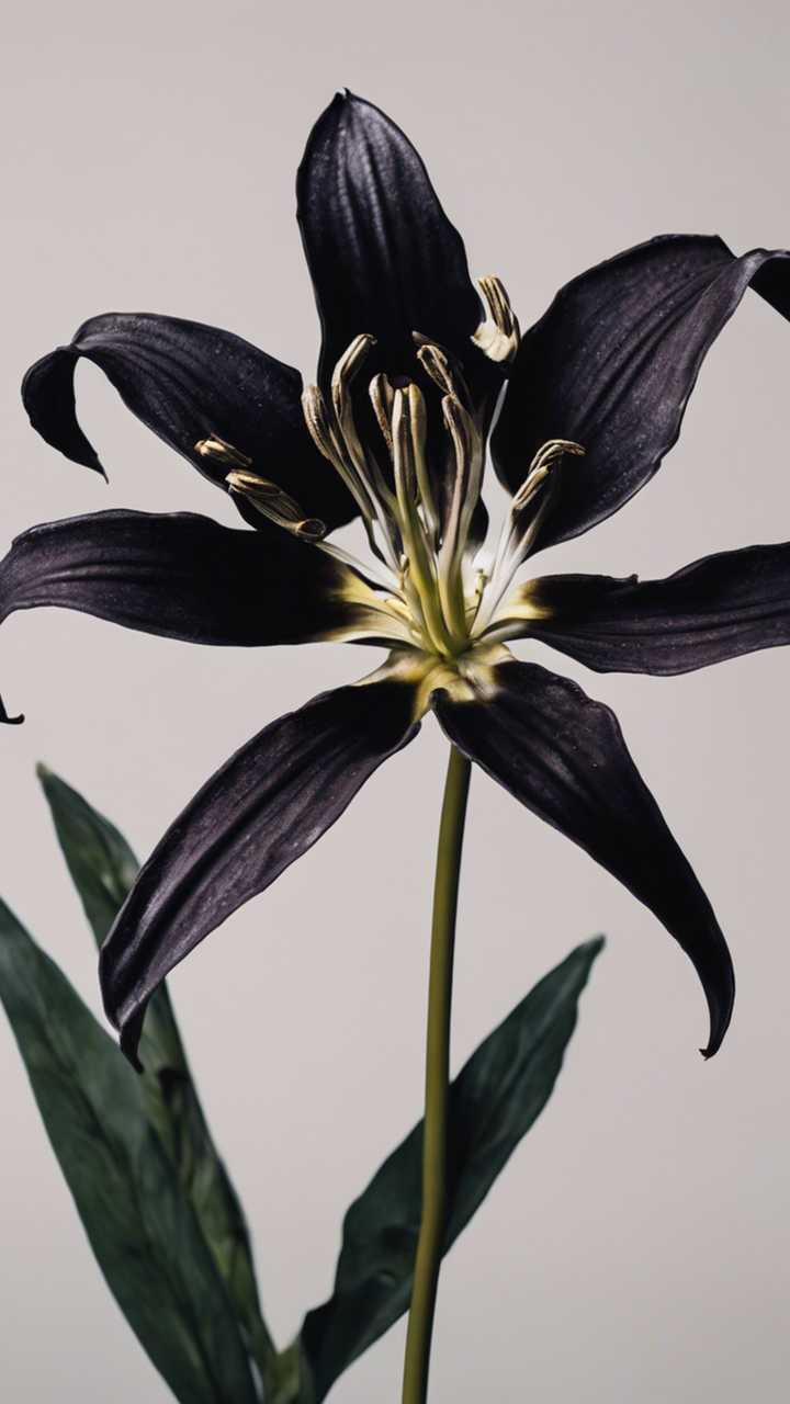 720x1280 A black lily flower, casting an eerie yet beautiful. Wallpaper [bdc5a0ac2c6d45749b1a]