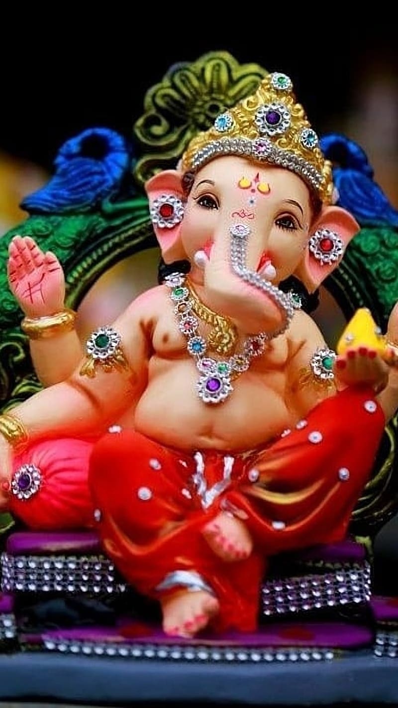 800x1422 Ganesh Bhagwan, Idol With Modak In Hand, idol with modak, lord, god, bappa, HD phone wallpaper