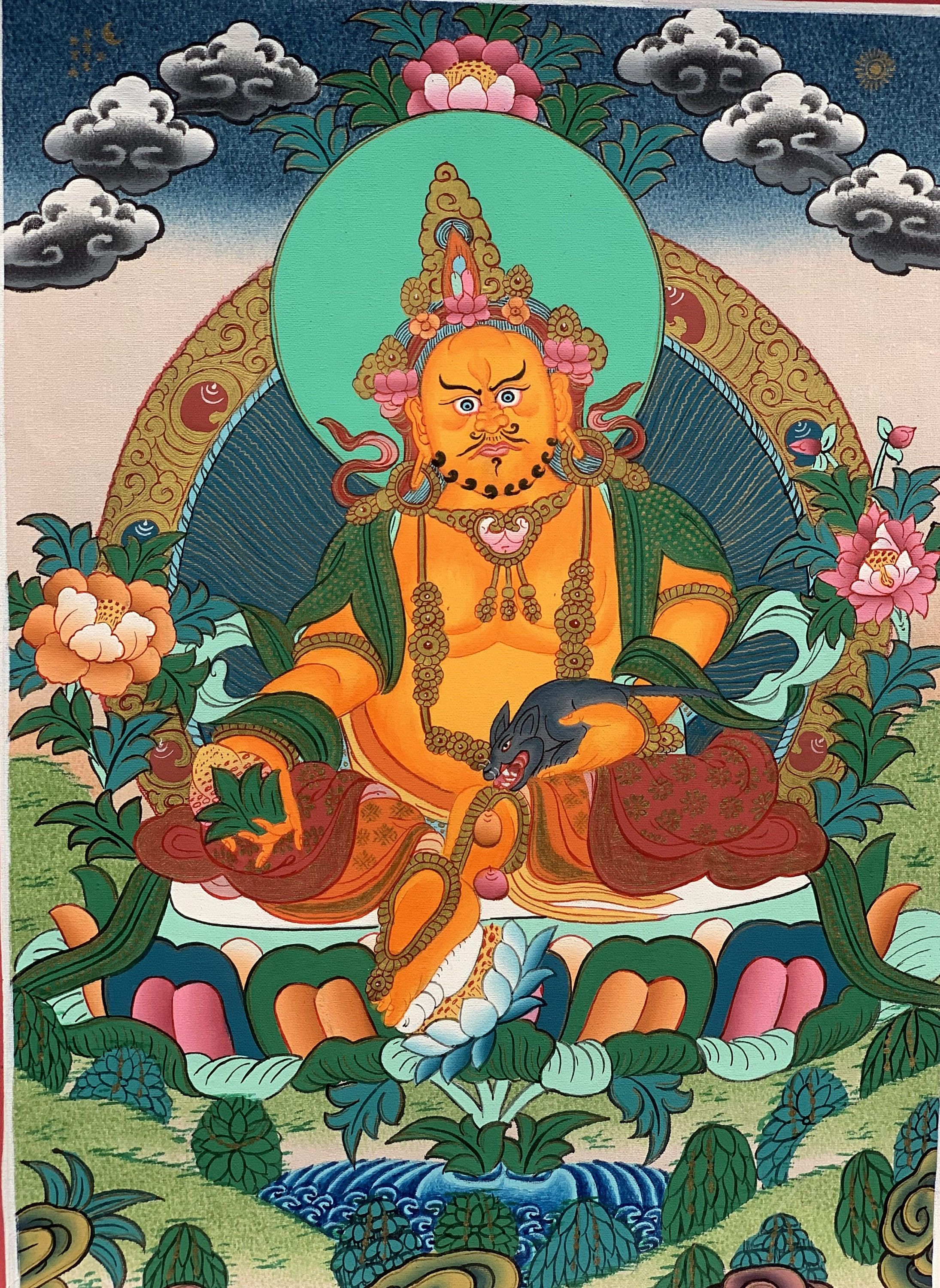 2190x3000 Jambhala Wealth God Tibetan Thangka Painting, Original Art (10x13 Inch)