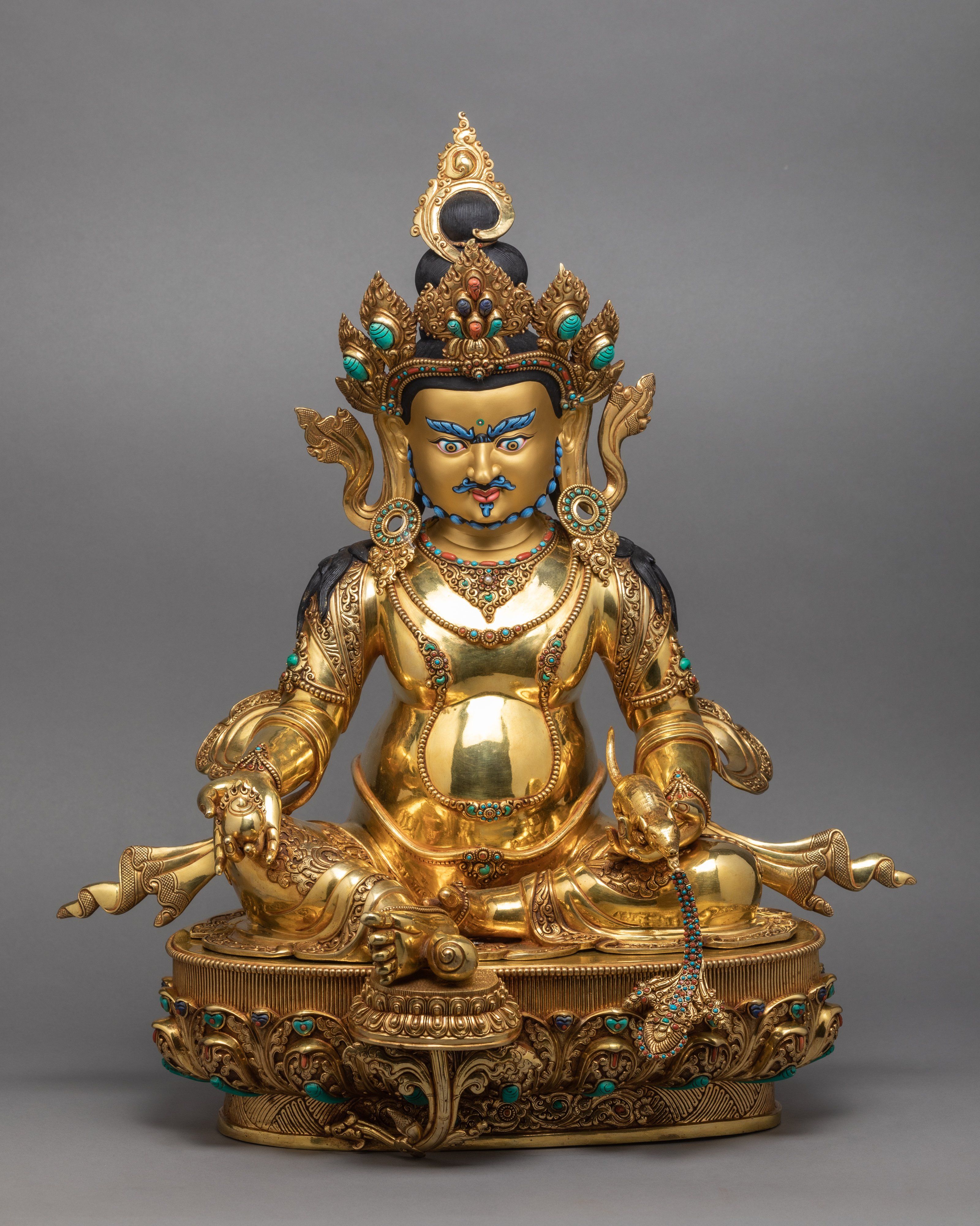 3200x4000 Jambhala Statue. Bodhisattva Yellow Dzambhala. Purely 24 k Gold Gild