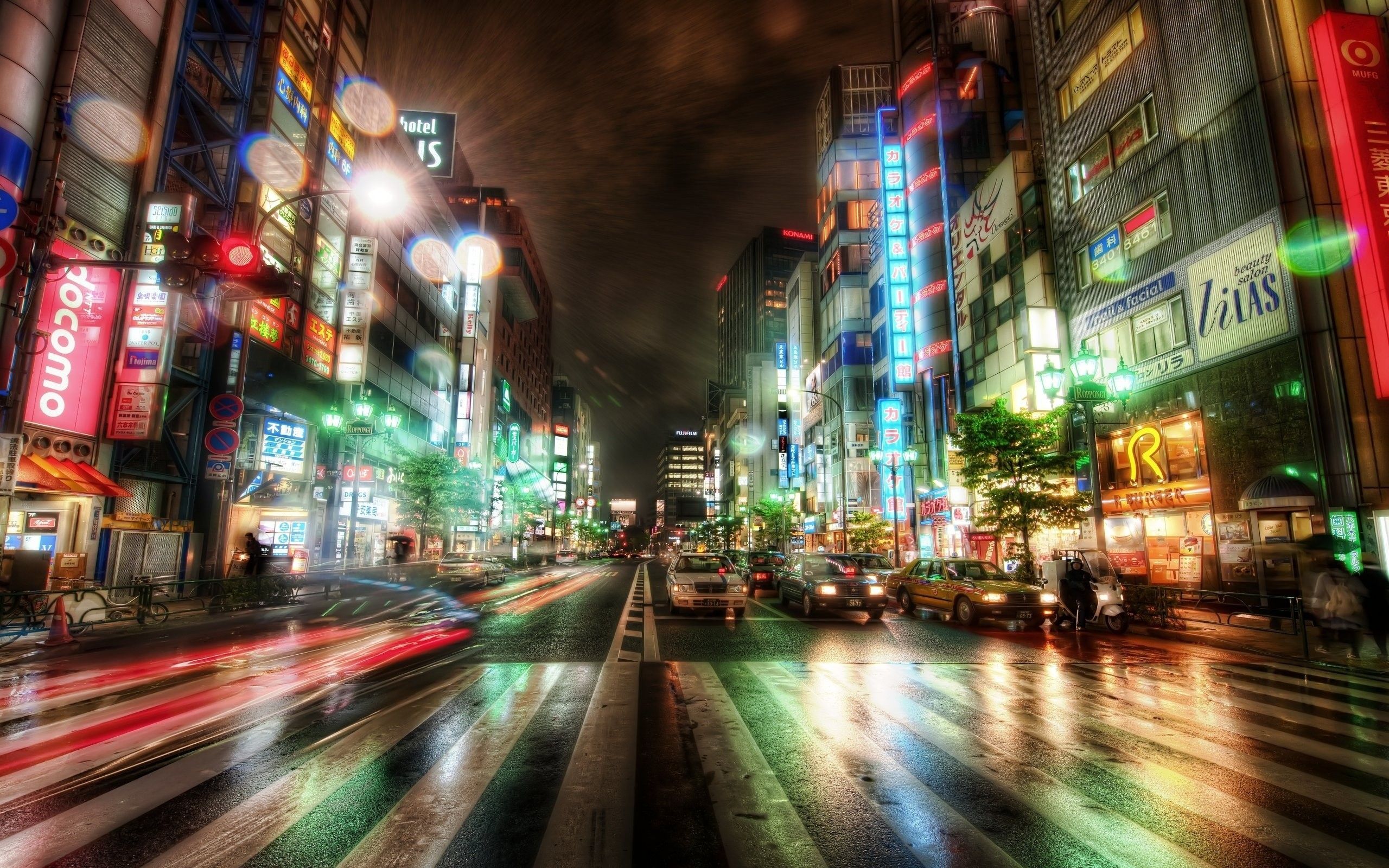 2560x1600 Tokyo, City, Road, Traffic, Lights, Neon, Long Exposure, Rain, Wet Wallpaper HD / Desktop and Mobile Background