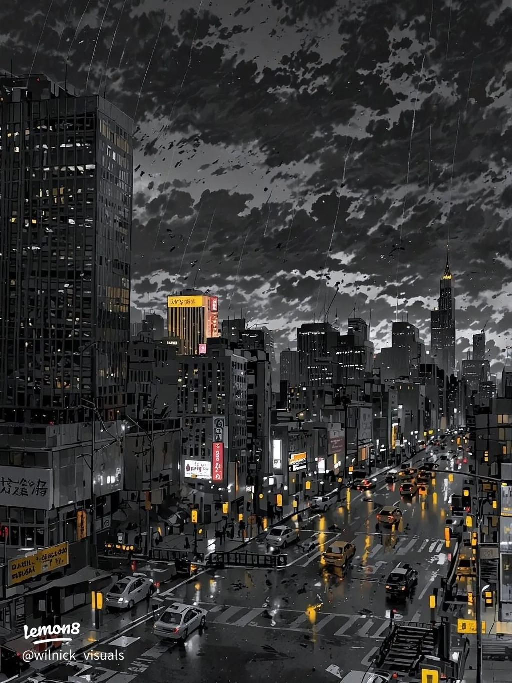 1024x1365 Moody Rainy City Wallpaper: Dark Tokyo Night Aesthetic for Your Phone