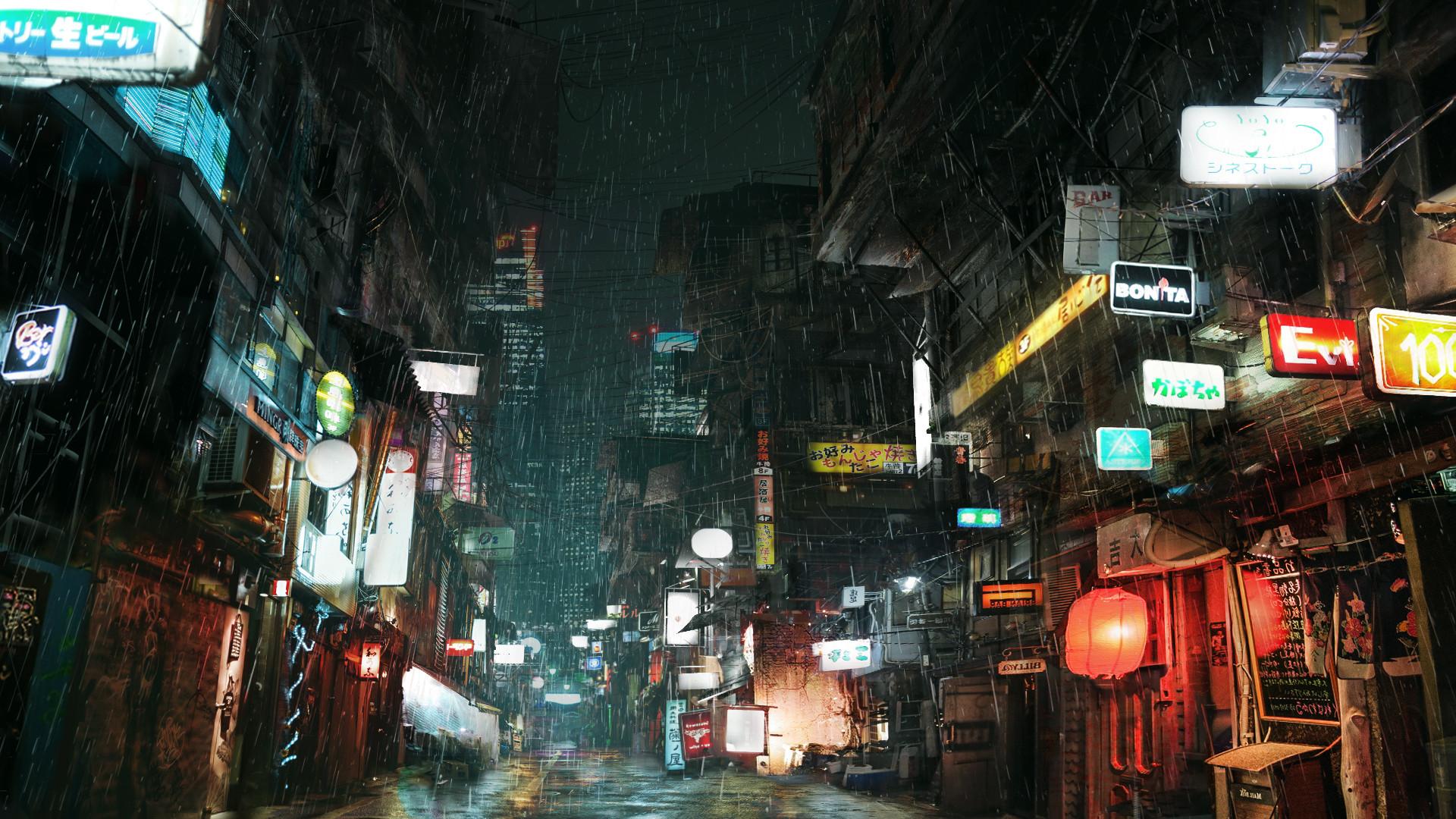 1920x1080 A wet day in the slum. 1920 × 1080