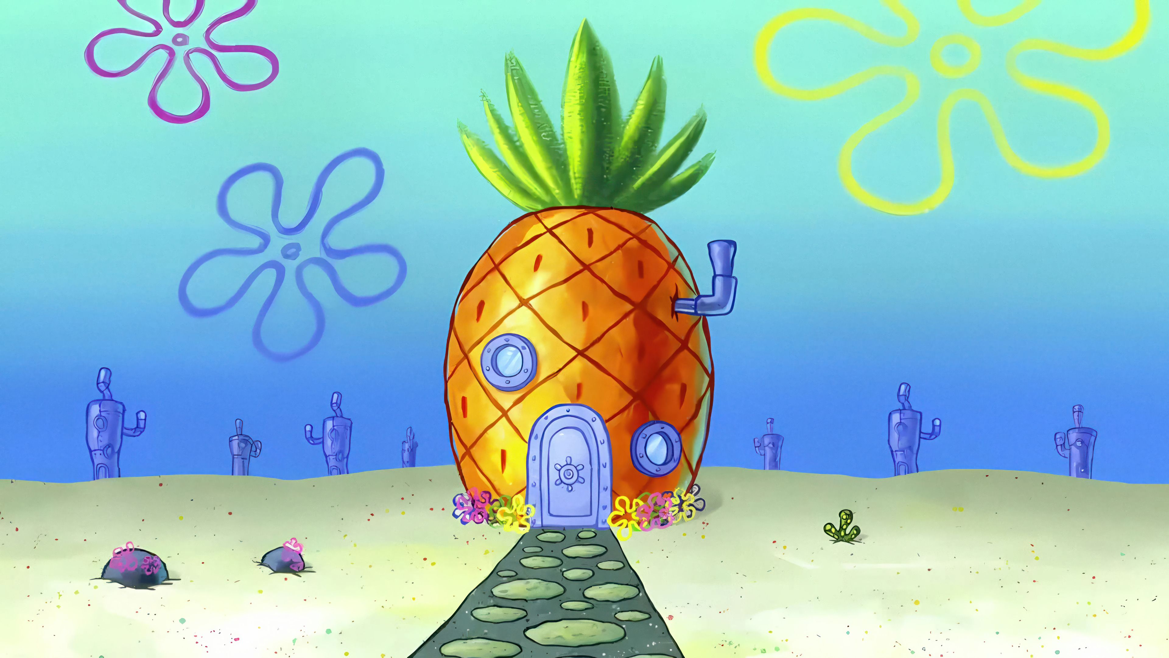 3840x2160 SpongeBob Pineapple House Wallpaper 4K HD PC i