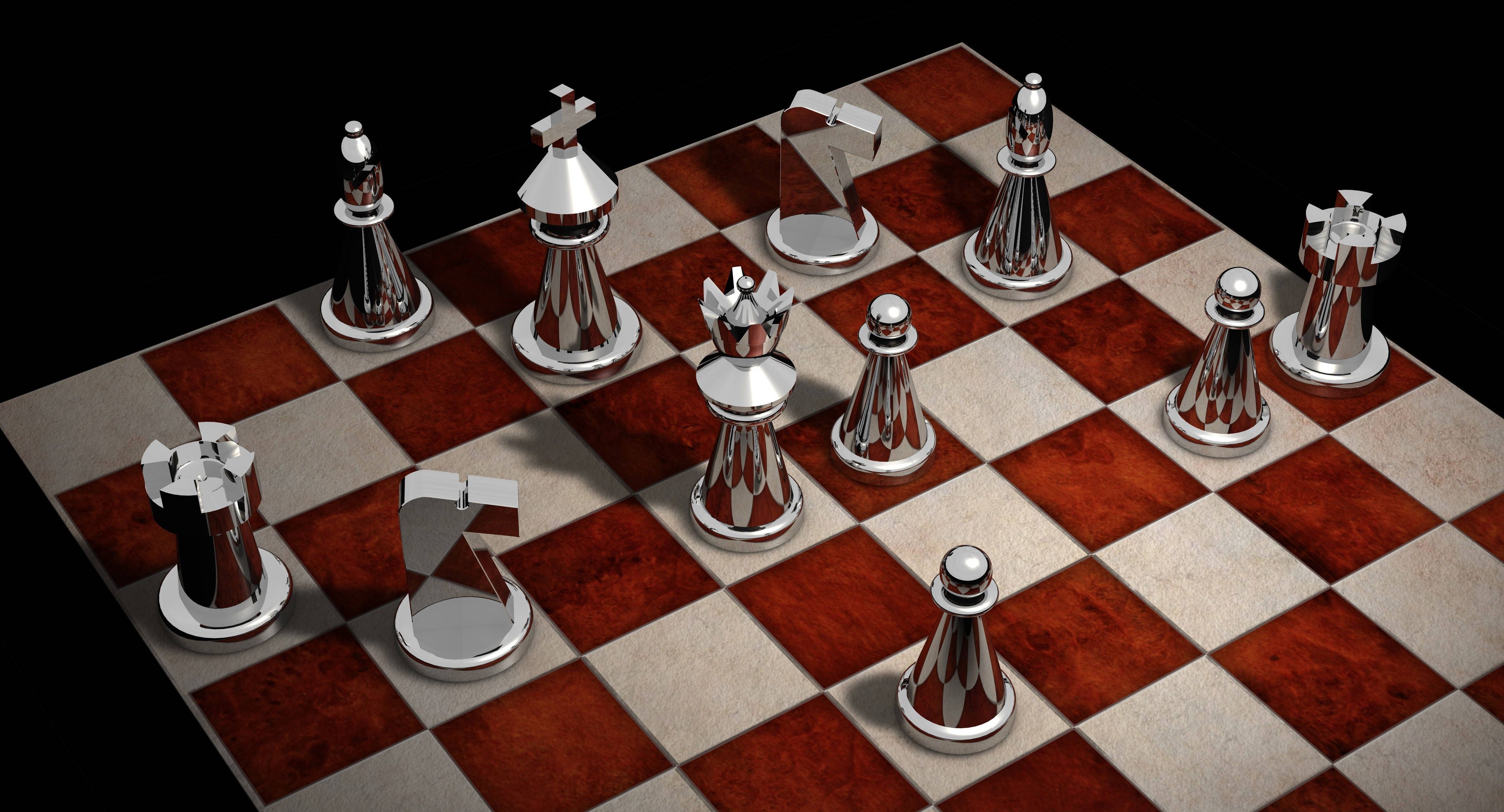 4200x2268 Download Majestic Silver Red Chess Wallpaper