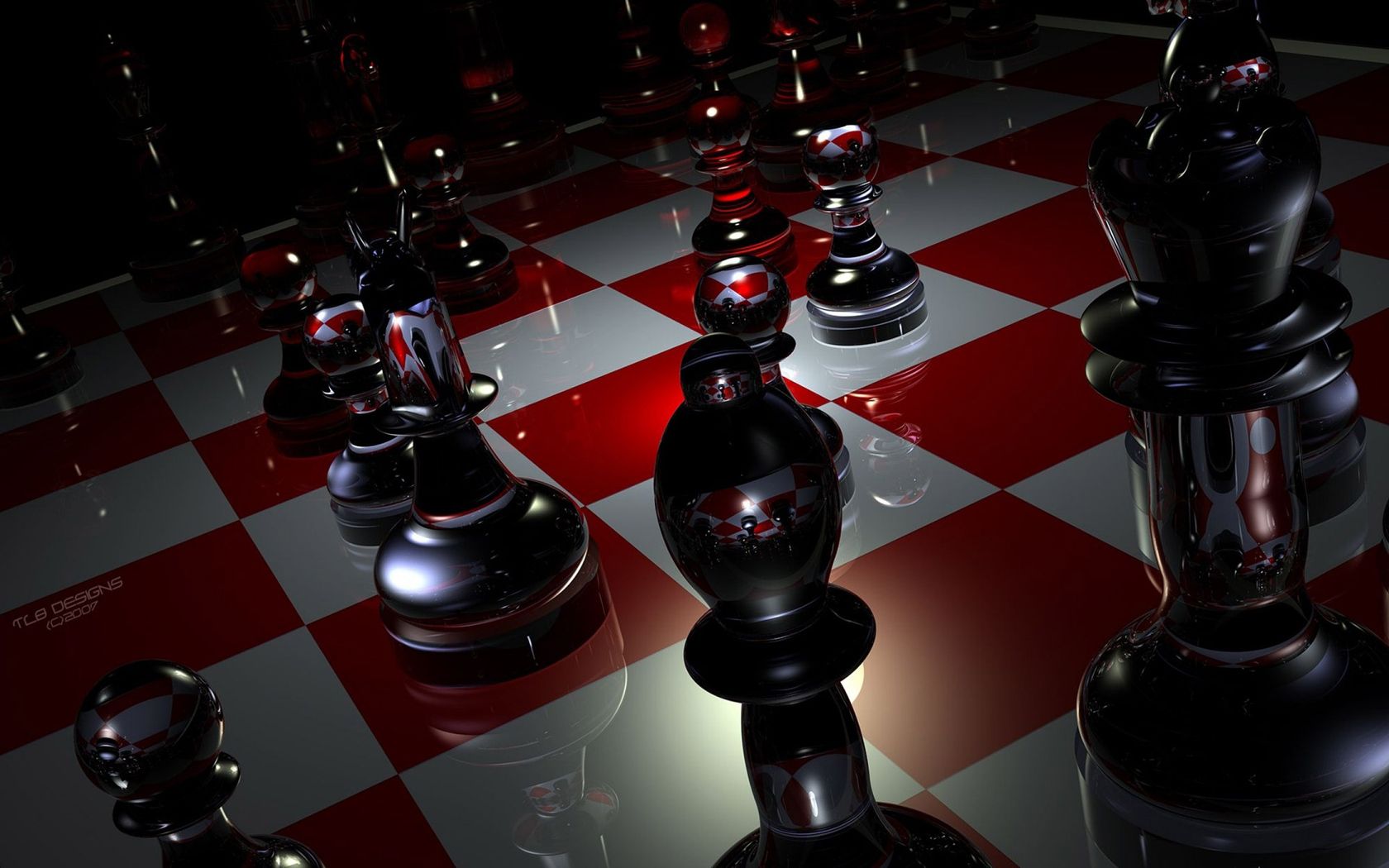 1680x1050 Download Black and Red 3D Chess, Black, Red, 3D, Chess Wallpaper in 1680x1050 Resolution