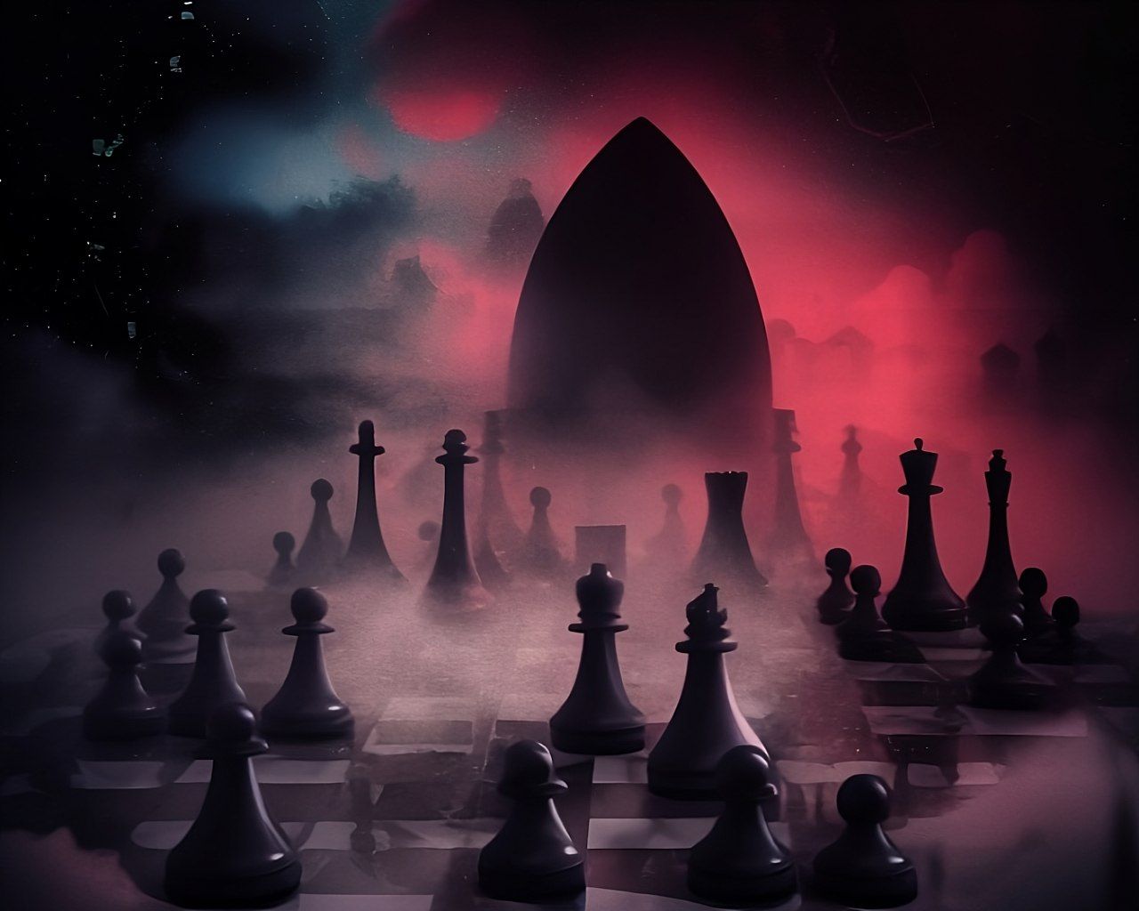 1280x1024 Chess Board in Black and Red Wallpaper in HD for Your Desktop