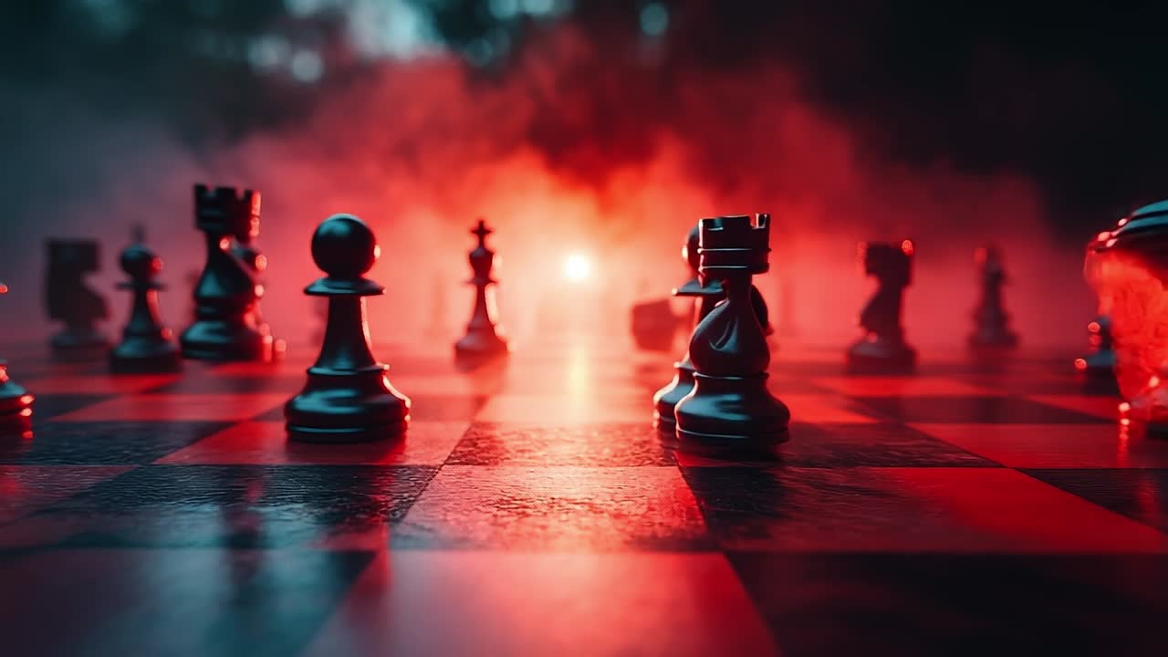 1280x720 A game of chess with the red background