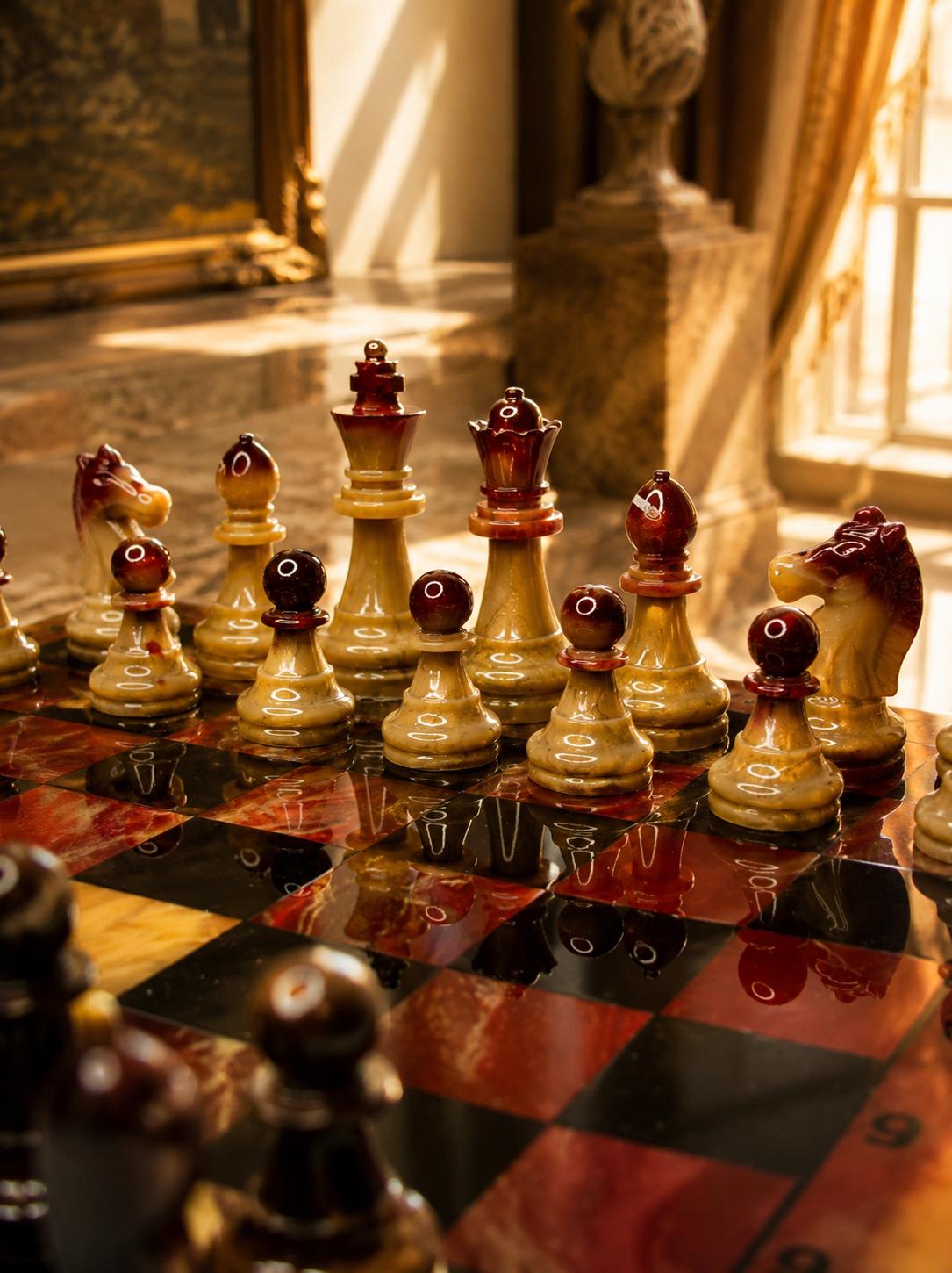 1085x1450 Burgundy Chess Set