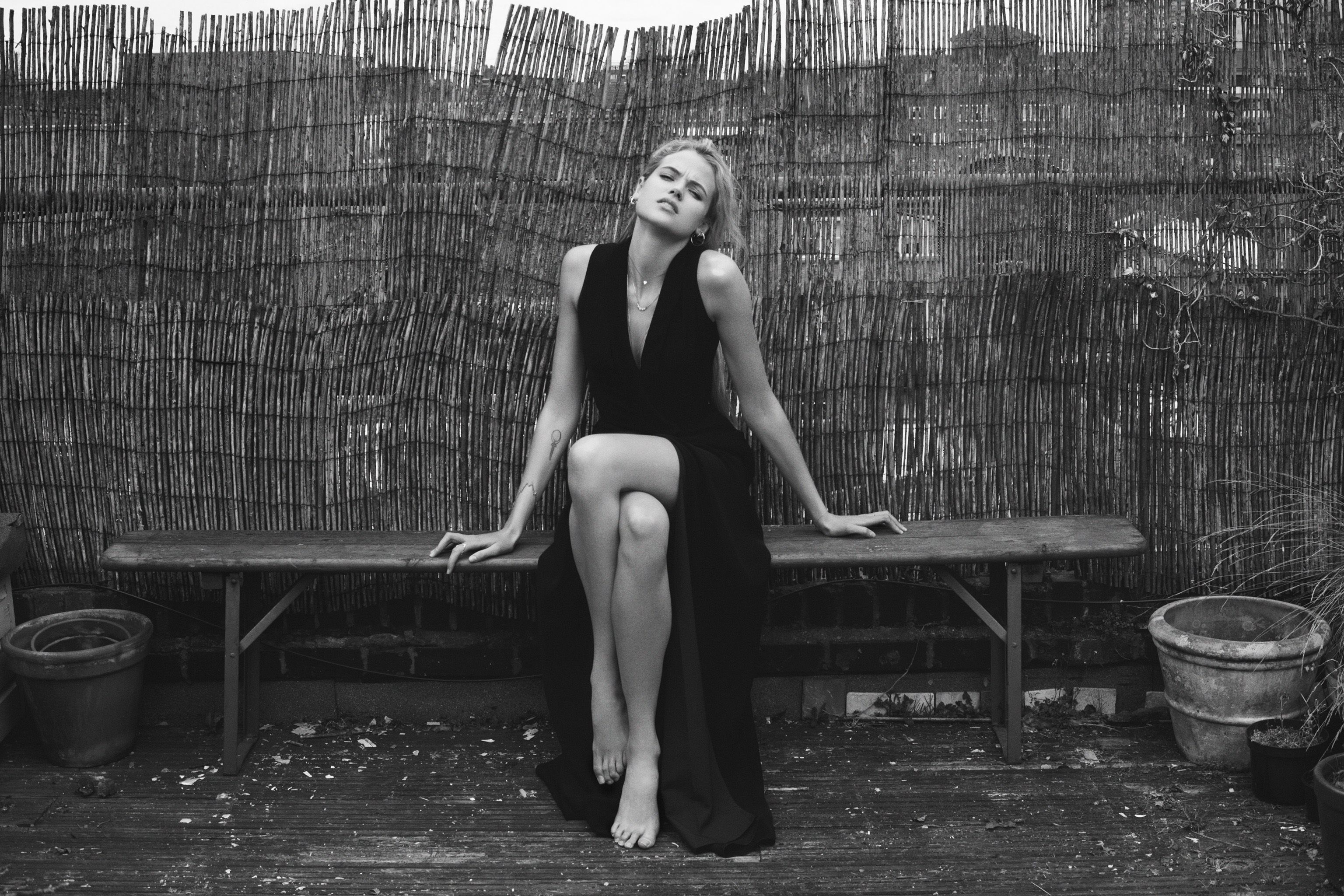 3072x2048 Wallpaper feet, dress, blonde, black and white, Gabriella Wilde for mobile and desktop, section девушки, resolution 3072x2048