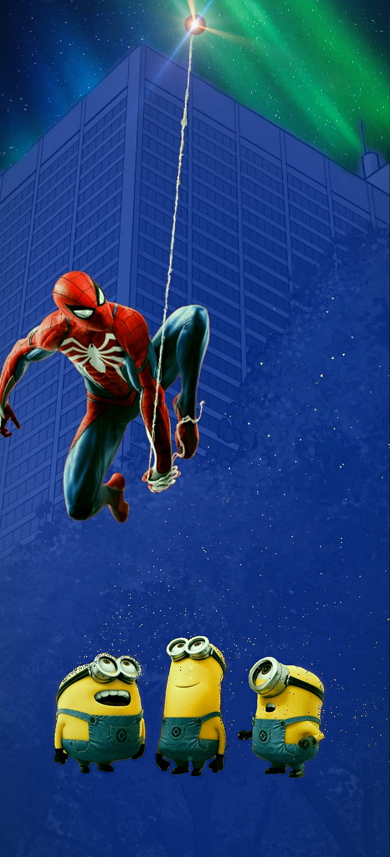 800x1758 Spidey Minions, Hole Punch, Minions, Redmi Note 9 Pro, Spiderman, HD Phone Wallpaper
