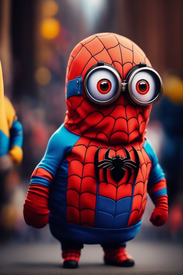 736x1104 A minion wearing the cloths of spiderman