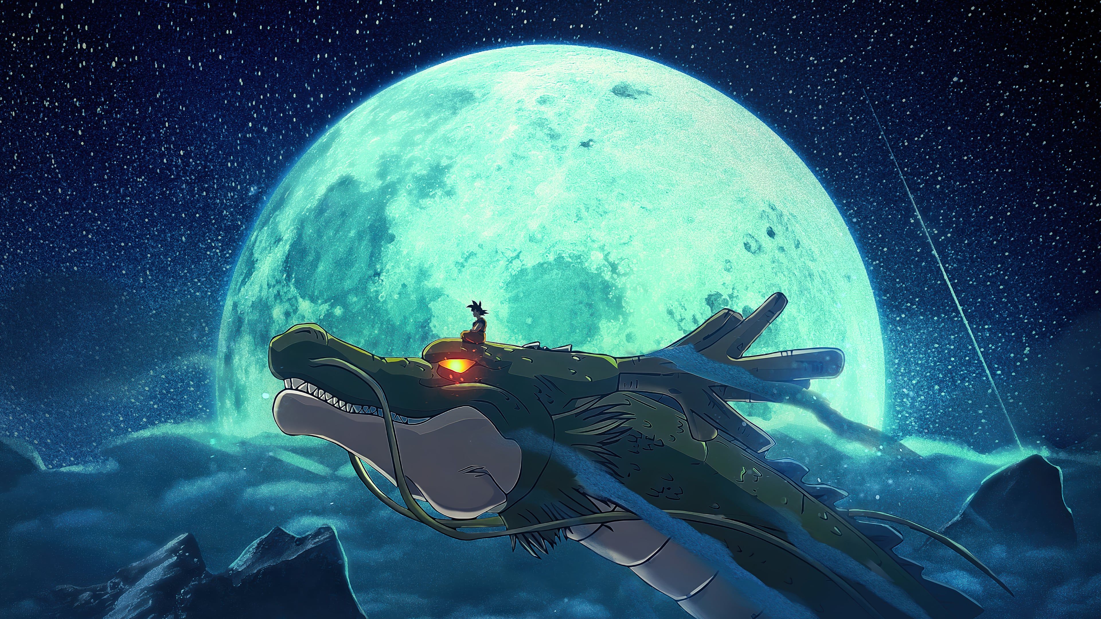 3840x2160 Goku and Shenron from Dragon Ball Anime Wallpaper 4K for Desktop