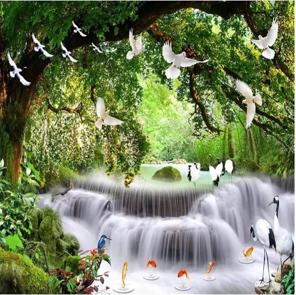 1000x999 Natural Landscape Custom 3D Photo Wallpaper Green Forest Waterfall Birds Large Mural Living Room Bedroom Background Wall Decor : Buy Online at Best Price in KSA is now Amazon.sa: DIY