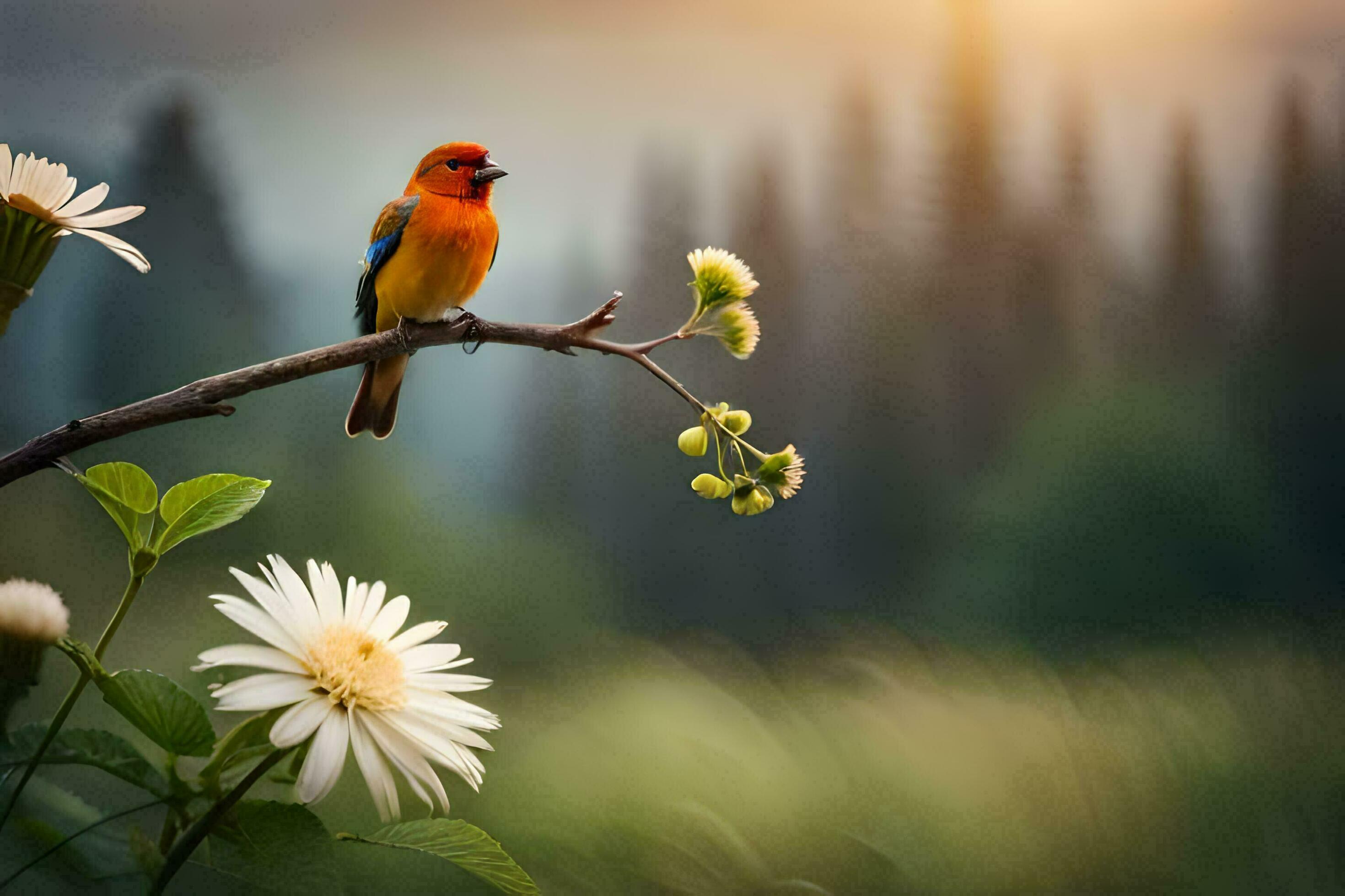 2940x1960 Photo Wallpaper Nature, Flowers, Bird, Nature, Bird, Nature, Bird, Nature, Bird. AI Generated
