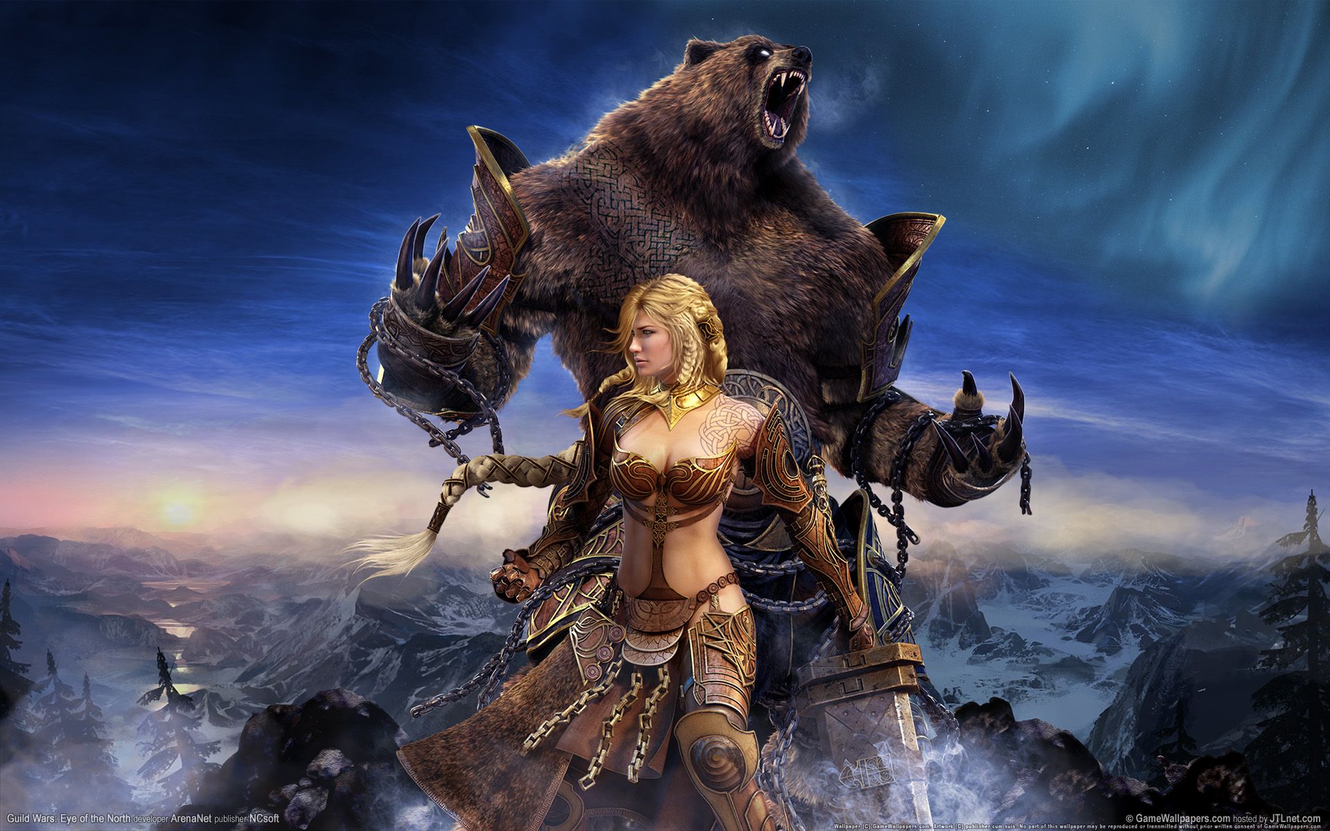 1920x1200 Wallpaper girl, fantasy, bear, Guild Wars:Eye of the North for mobile and desktop, section игры, resolution 1920x1200