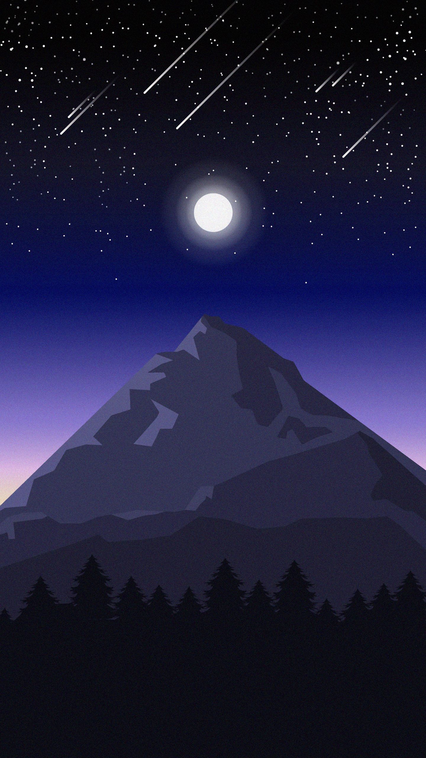 1440x2560 Phone wallpaper: Vector, Art, Night, Landscape, Mountain 79344