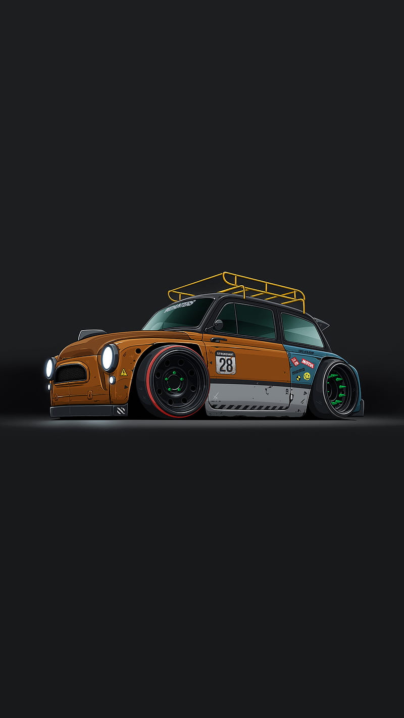 800x1422 Car vector, art, illustration, power, racing, vintage, HD phone wallpaper