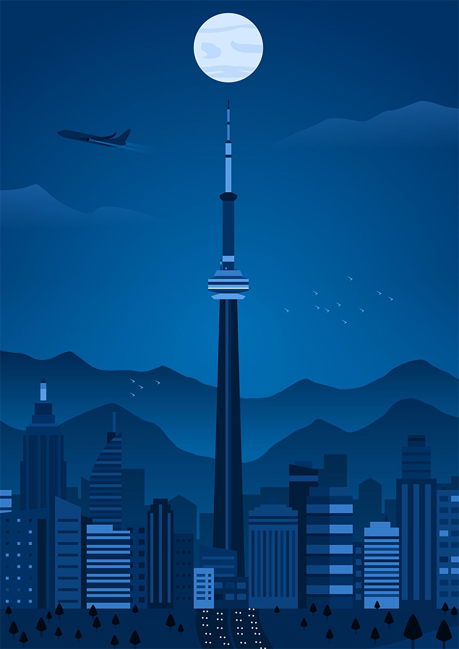 1488x2104 Phone wallpaper: Vector, Tower, Art, Night, City 69317