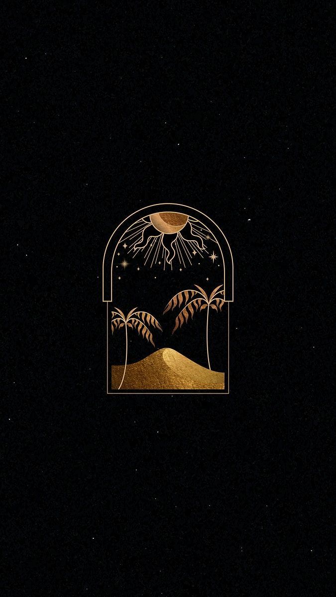 675x1200 Download premium vector of Mystical gold frame on black background mobile phone wallpaper by Tang about moon, iphone wallpaper dark, mystical, framework, and night 1224048
